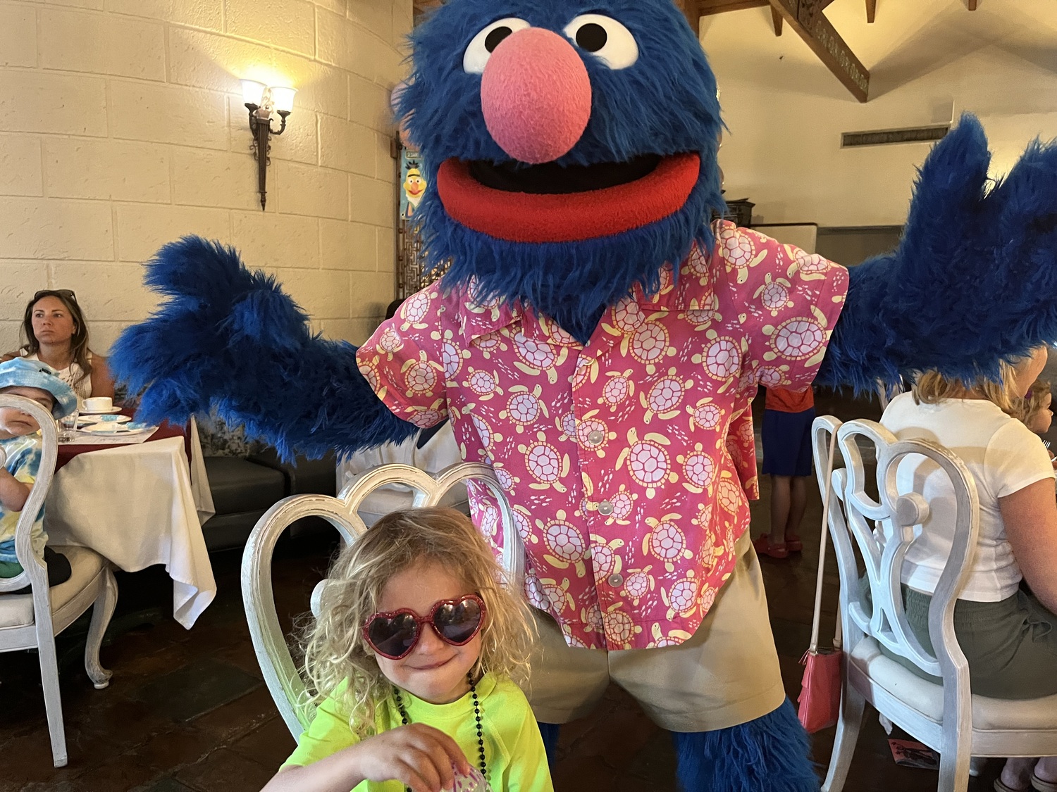 Mils, living his best life at a Sesame Street breakfast at Beaches.