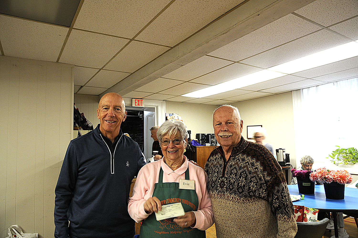 Jim Poitras and Mark Haslinger of the Sag Harbor Lions Club recently presented a check to the Sag Harbor Food Pantry.  COURTESY JIM POITRAS


Hi Paul, Could you forward this photo to whomever might care at Express?  It is Jim Poitras and Mark Haslinger presenting Evie at Sag Harbor Food Pantry with a check from the Sag Harbor Lions Club.  I am President, Jim is Secy-Treasurer.  Thank you!