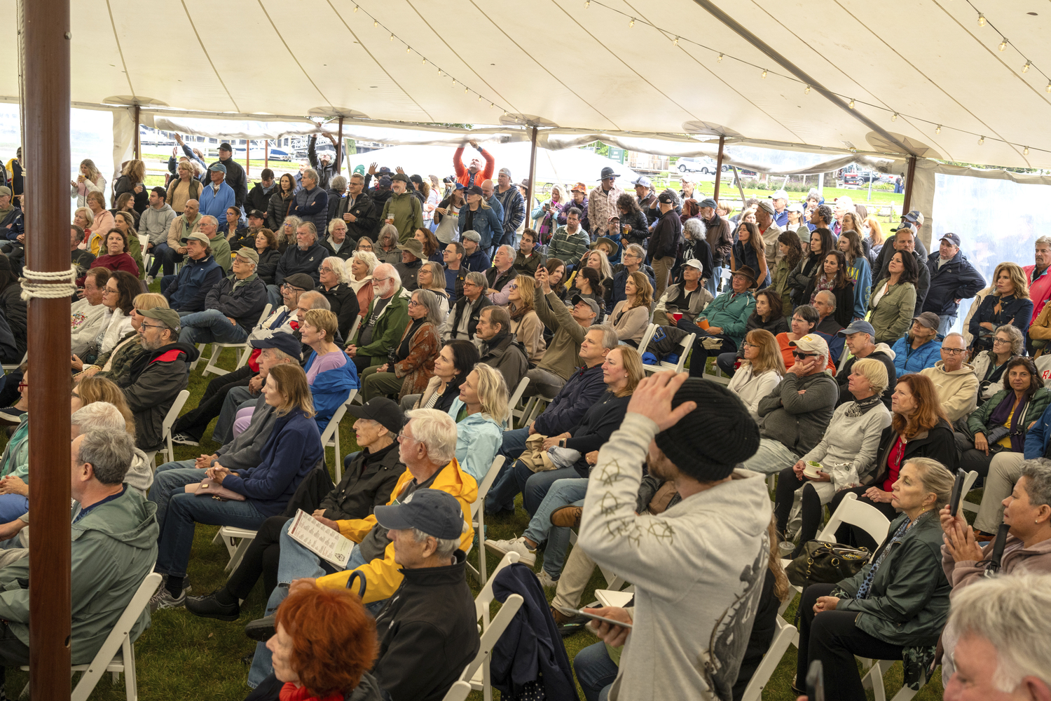 Nancy Atlas plays to an overflowing crowd in Steinbeck Park on Saturday.