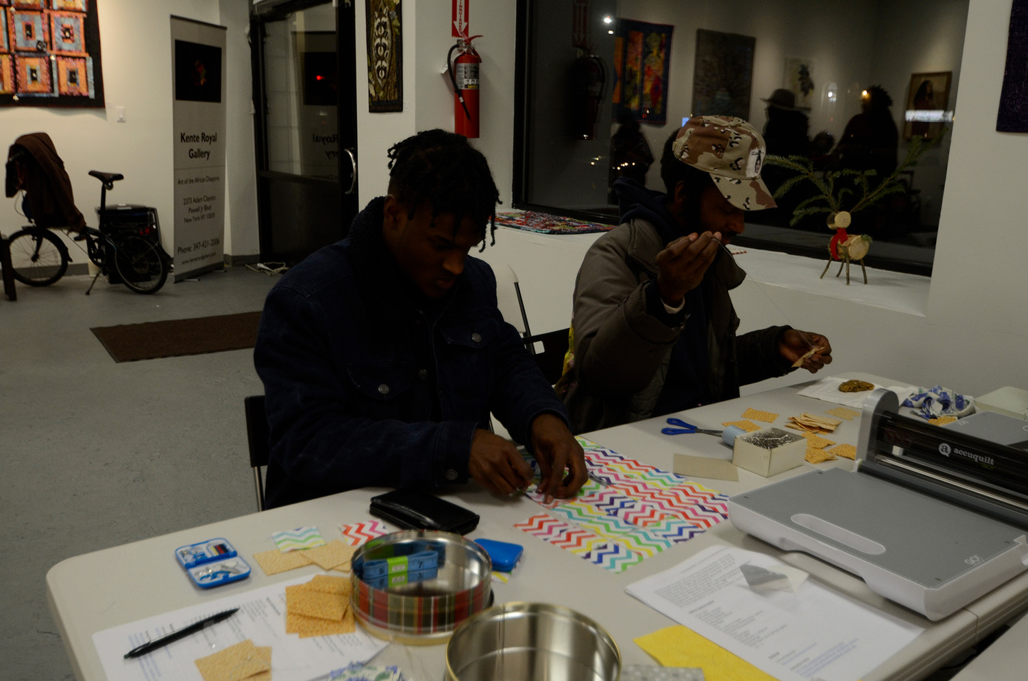 William Daniels' students fabricate a quilt block. COURTESY THE ARTIST