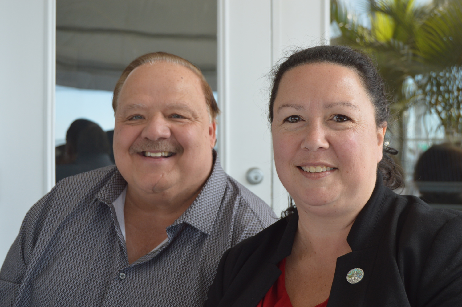 Southampton Town councilmembers Rick Martel and Cynthia McNamara joined others for a Columbus Day celebration at Dockers Waterside Restaurant. TOM GOGOLA