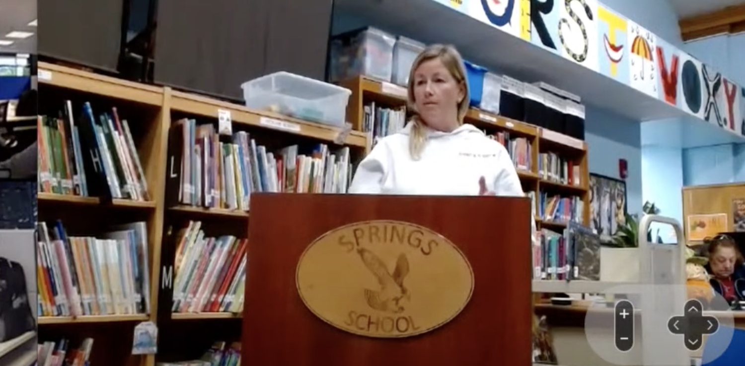 Springs School third grade teacher Cristen Keyes voices need for academic intervention services (AIS) teacher position filled in mathematics.