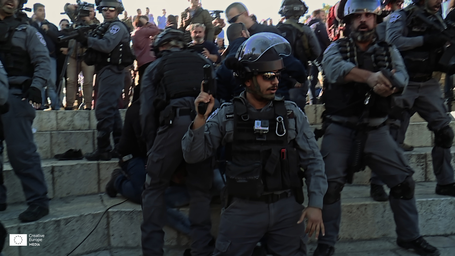 Israeli police in a scene from Tonje Hessen Schei’s documentary 