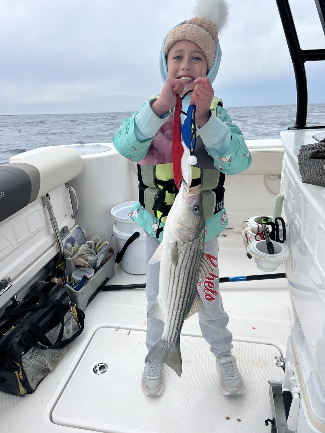 Emily Trelease of East Quogue got in on the great striped bass fishing this month.