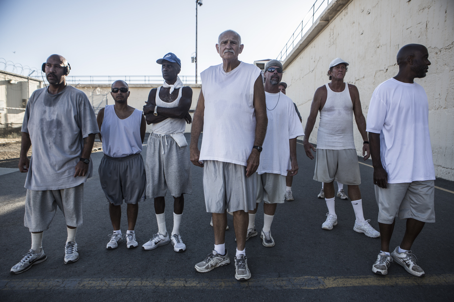 Members of the 1000 Mile Club at San Quentin State Prison with Larry Ford, center. JONATH MATHEW/© SAN QUENTIN MARATHON, LLC