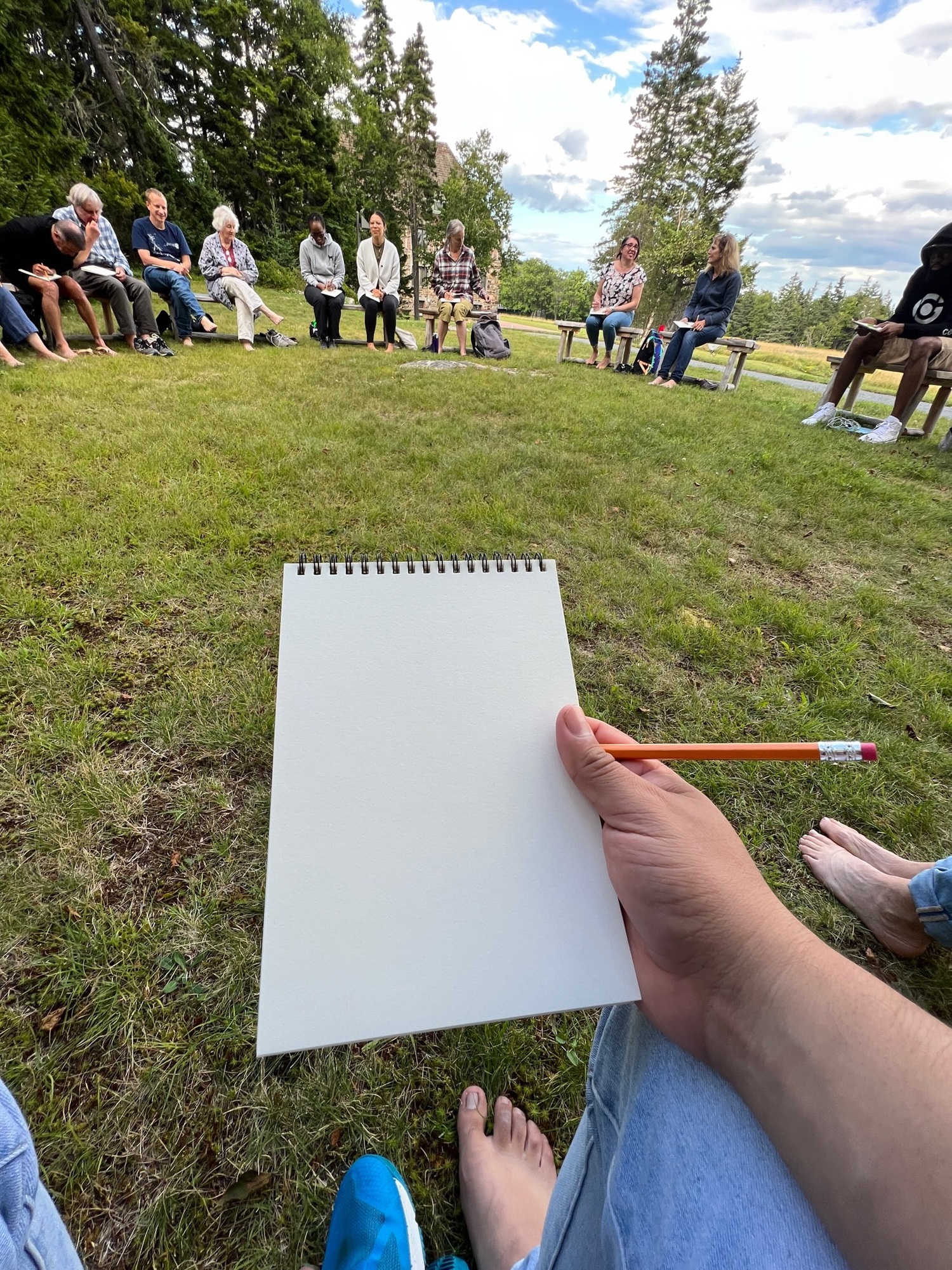 Participants at the MacArthur Foundation Institute on Climate and Equity nature journaled about their experiences in Acadia National Park. COURTESY JENNIFER KELLER