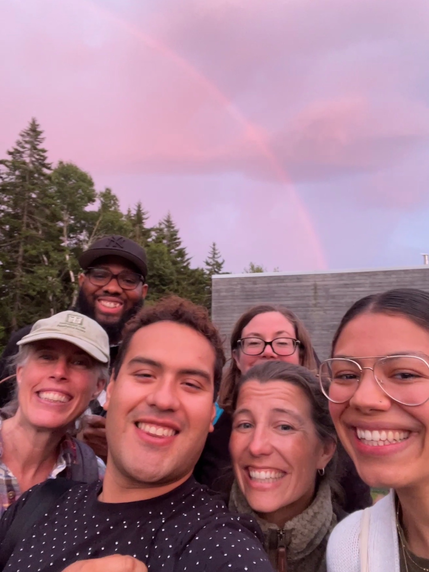 Participants at the MacArthur Foundation Institute on Climate and Equity catch a rainbow after a long day of collaborative work. COURTESY JENNIFER KELLER