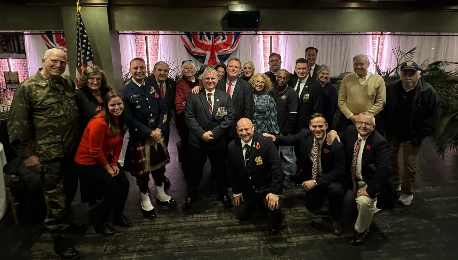 The Commission on Veterans Patriotic Events hosted a dinner on Sunday night at Union Steak & Sushi for the two British veterans from Southampton, England, who visited the area over Veterans Day weekend. COURTESY SUSAN STEINKE