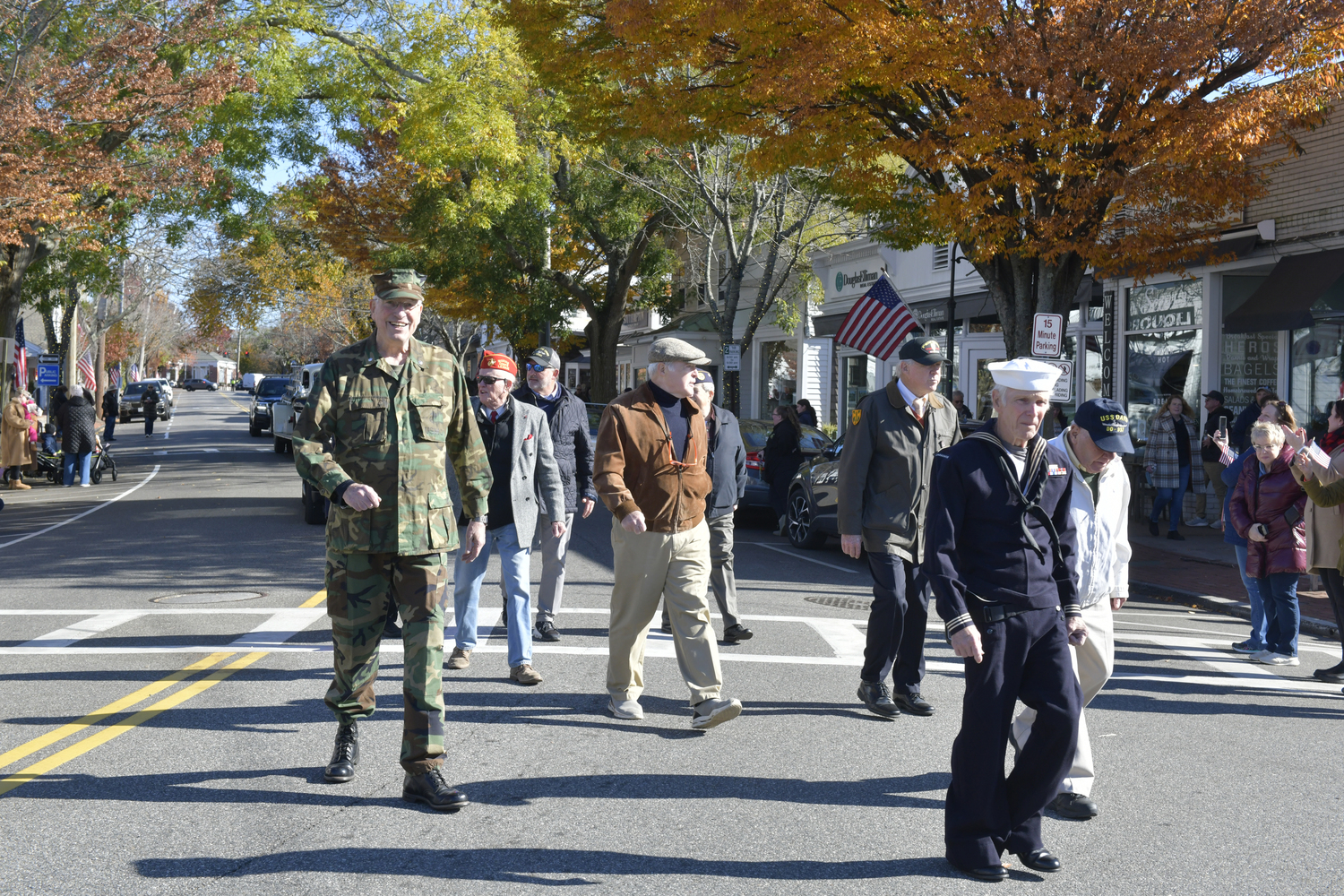 Veterans march in the parade on Saturday.