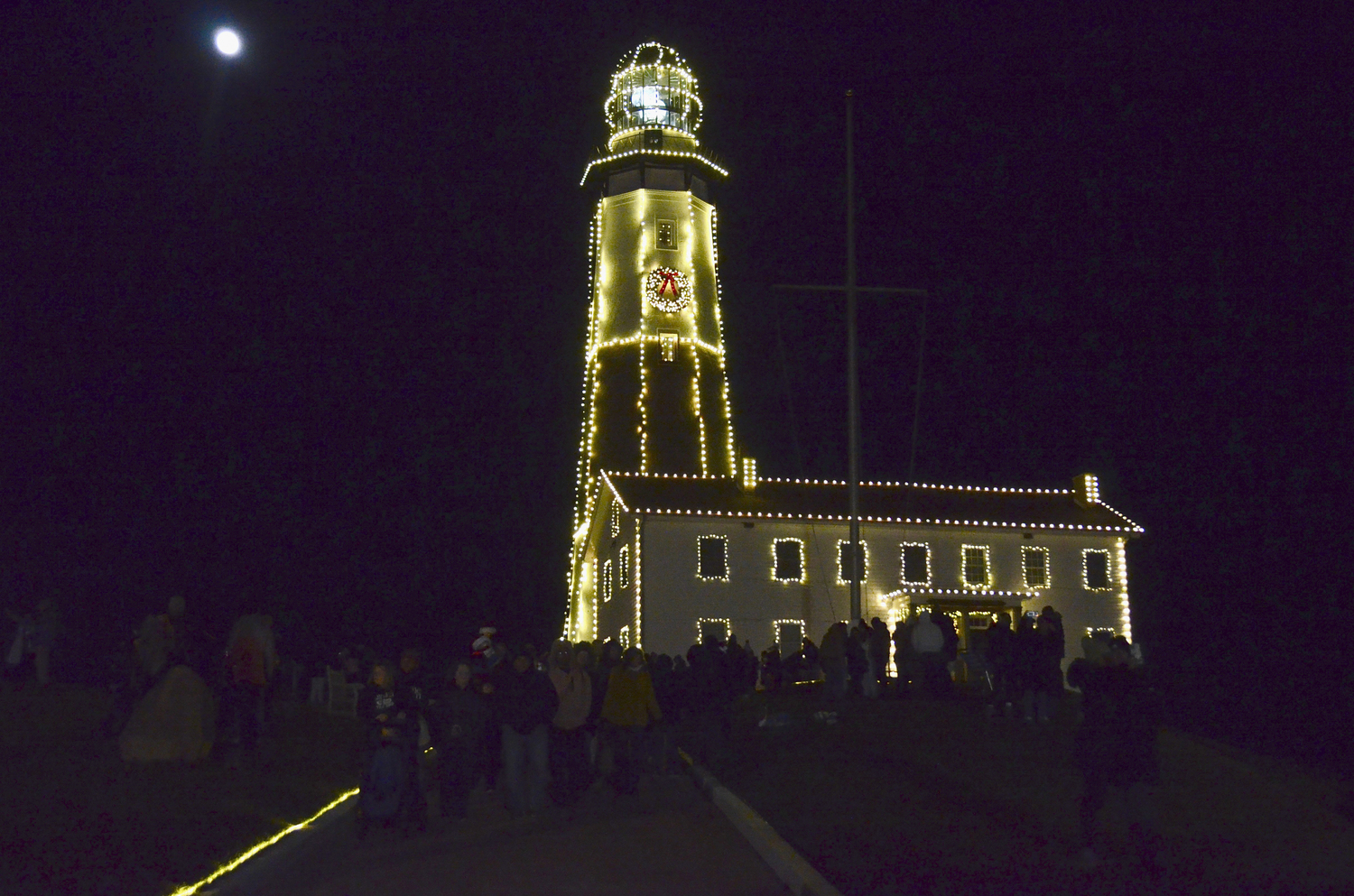 The Montauk Point Lighthouse lighted for the season.