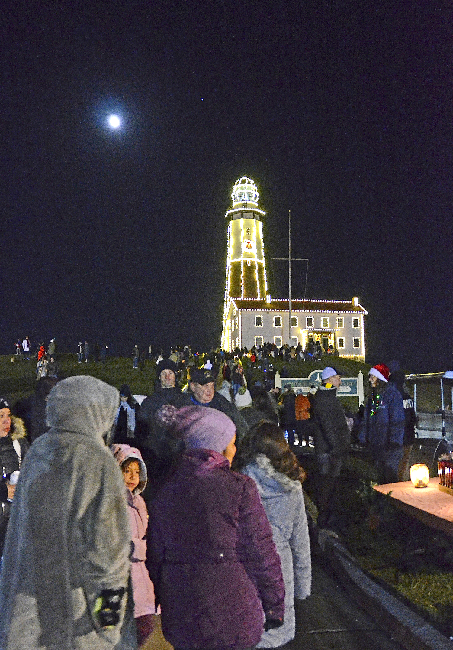 The Montauk Point Lighthouse lighted for the season on Saturday evening.