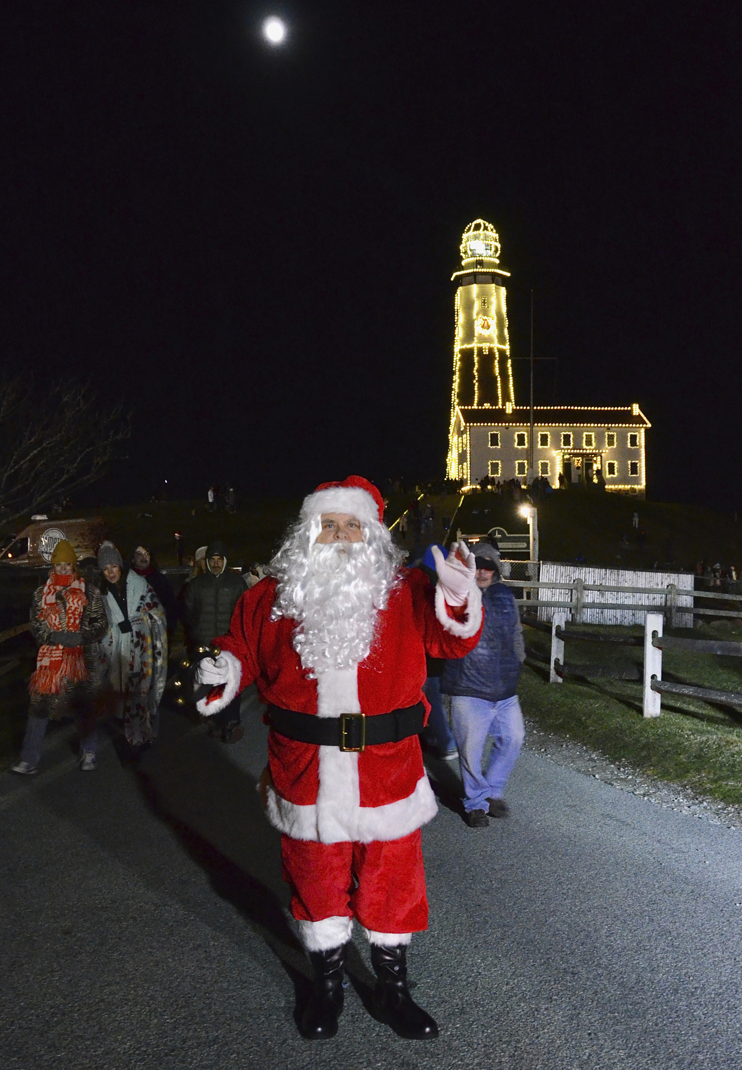 Santa was on hand for the lighting of the Montauk Lighthouse on Saturday evening.