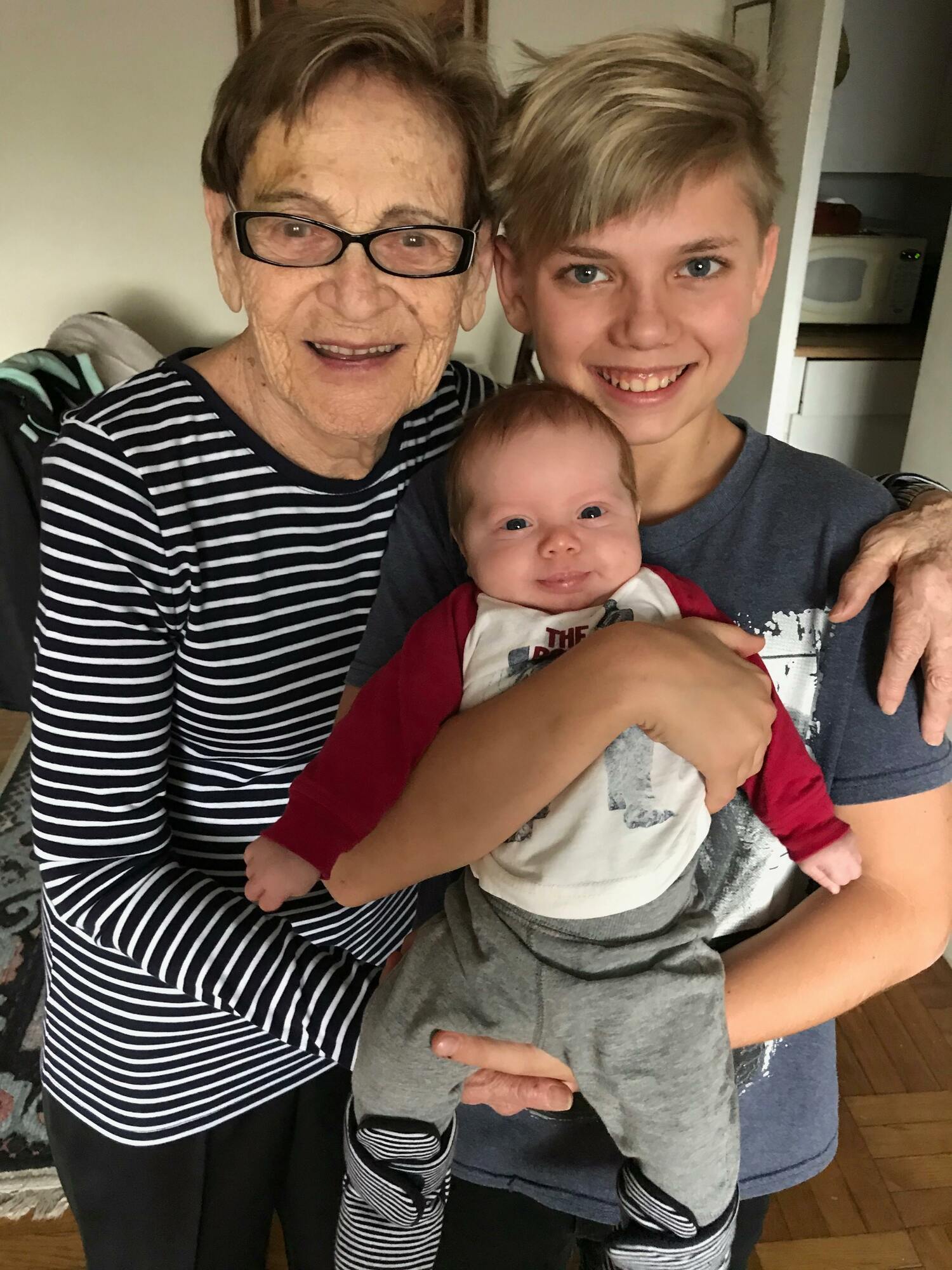 Edith Friedman Grosman with two of her great-grandchildren in 2019. EDITH FRIEDMAN GROSMAN