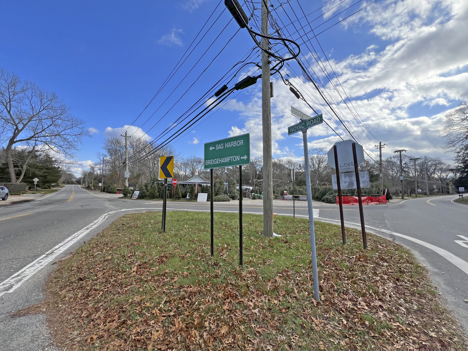 The intersection of Noyac and Stoney Hill Road.  DANA SHAW