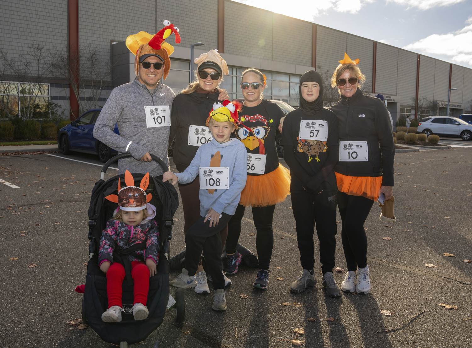 The McGuire Family at the Westhampton Veterans of Foreign Wars  seventh annual Turkey Trot at at Francis S. Gabreski Airport on Thanksgiving Day.  RON ESPOSITO