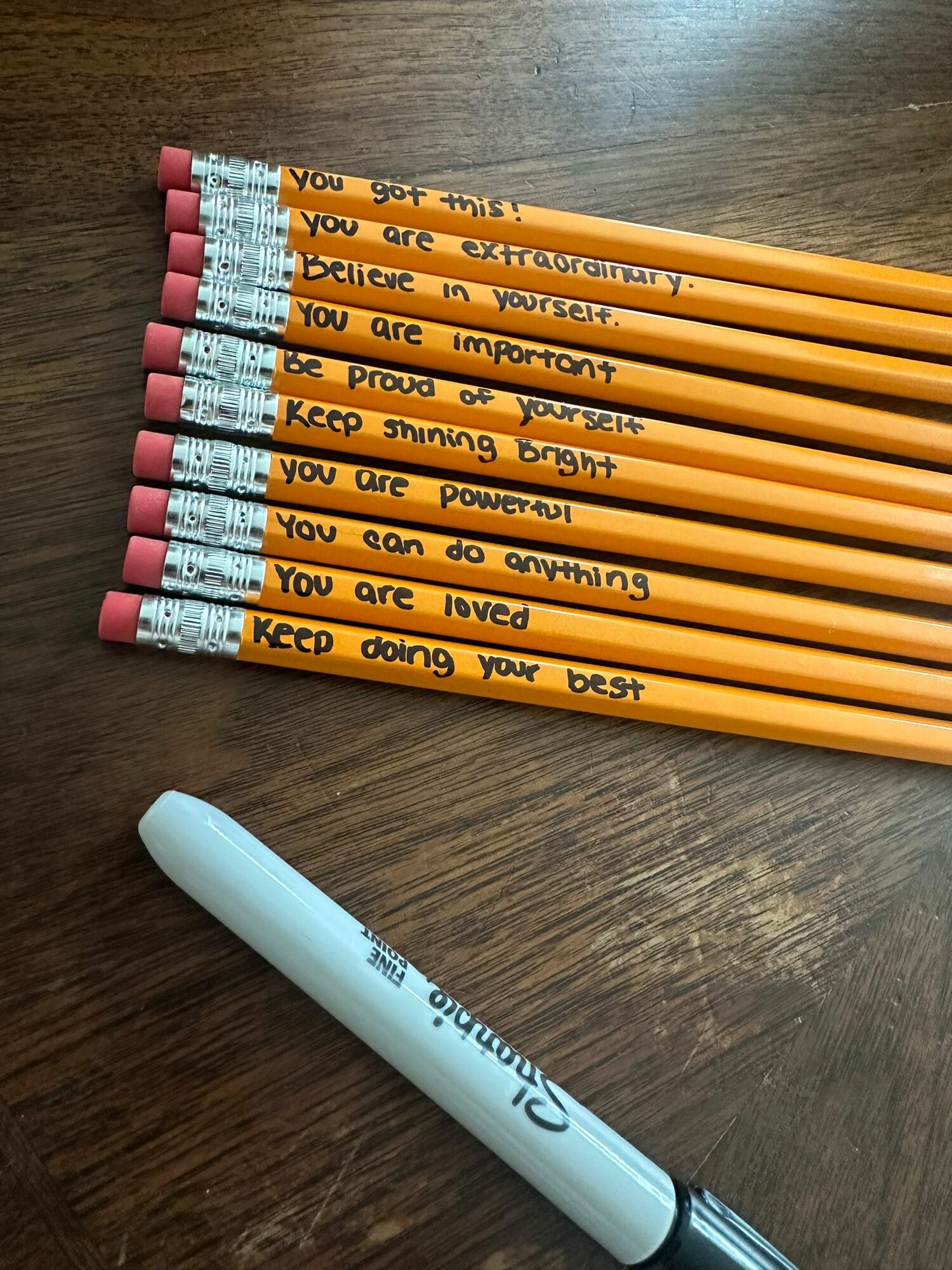 Motivational pencils. COURTESY OLA OF EASTERN LONG ISLAND