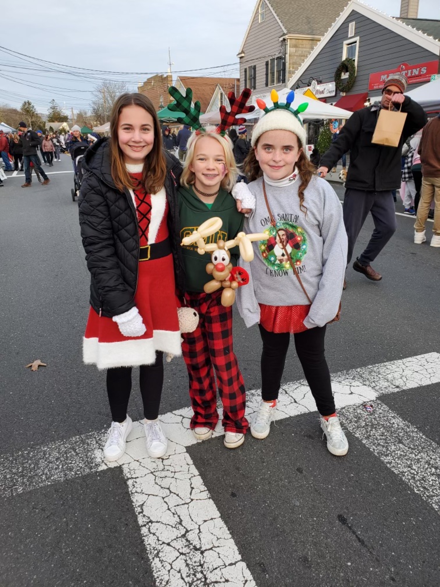 From left, East Quogue School students Ava Wilmott, Harper Rilling and Sam Mazurkiewicz at the inaugural 