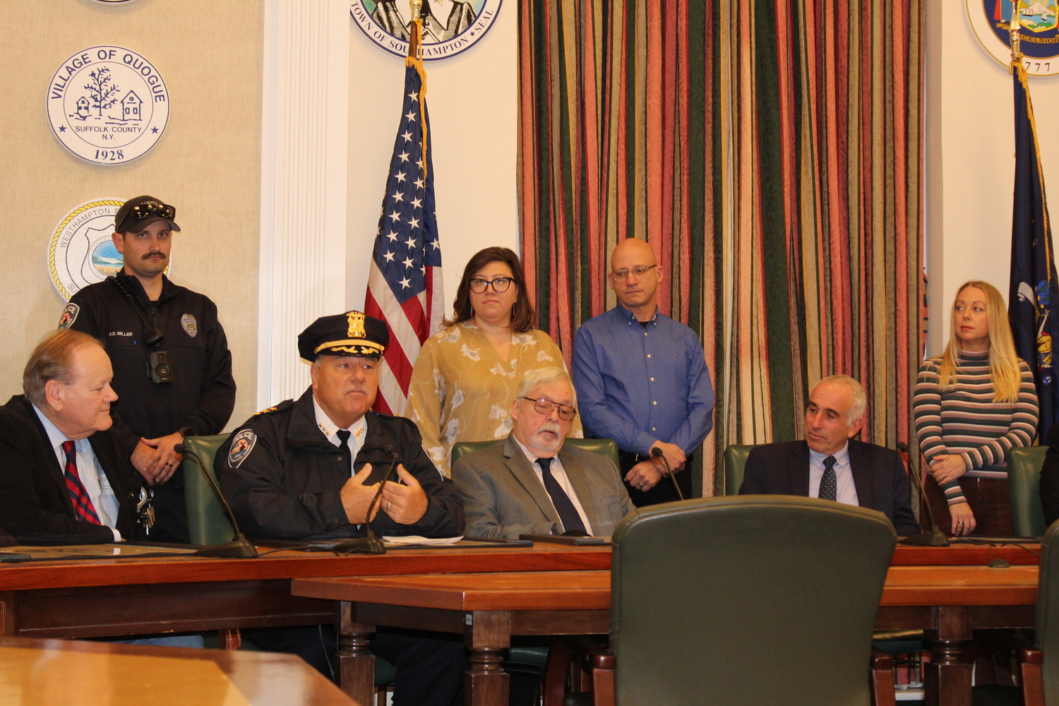 Officials gathered at Town Hall this week to warn against holiday season drunk, drugged or distracted driving.  TOWN OF SOUTHAMPTON