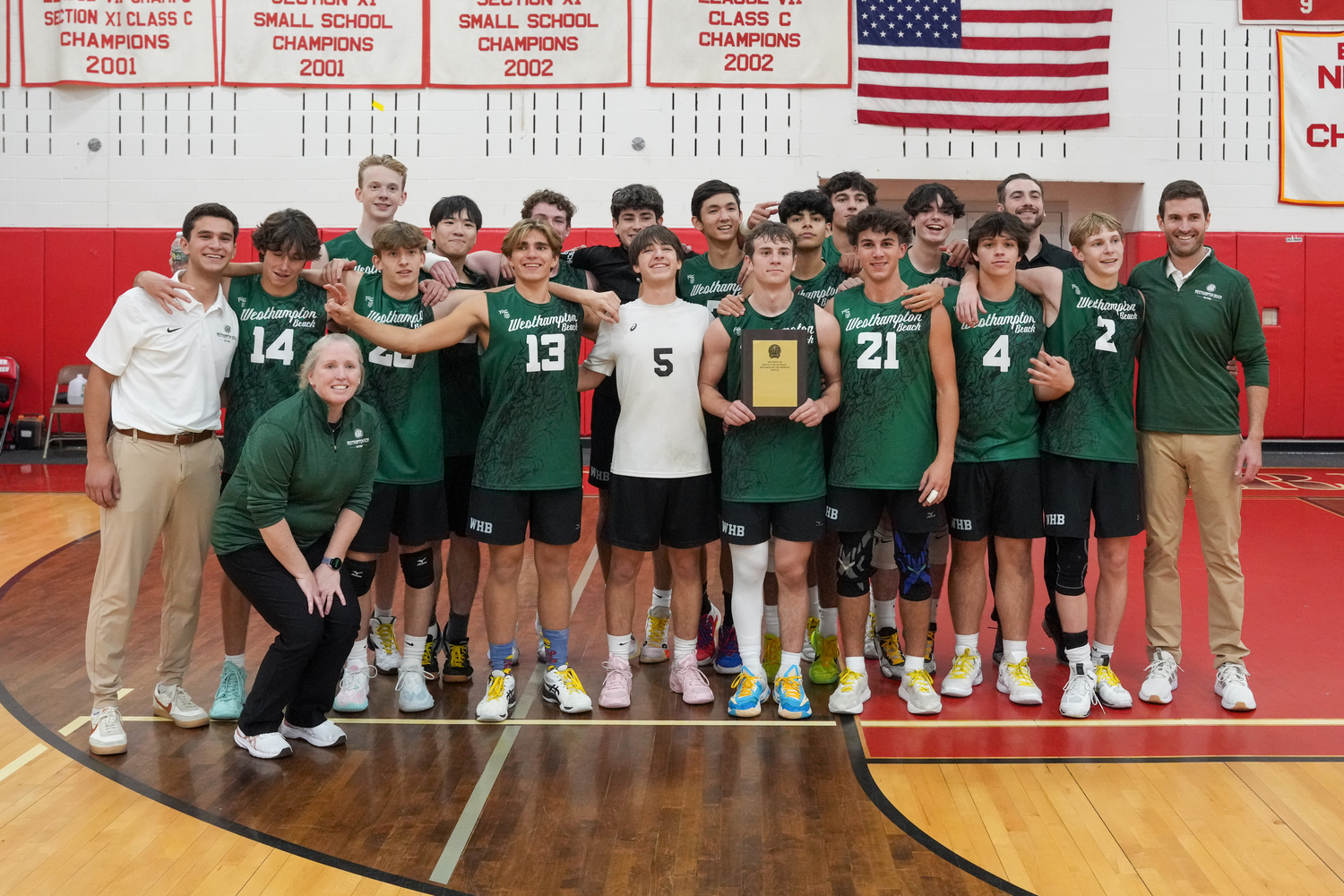 Westhampton Beach's boys volleyball team won its first Suffolk County Division II championship title since 2019 with its second win in school history over Eastport-South Manor, a 3-1 win Wednesday night at Center Moriches High School. RON ESPOSITO