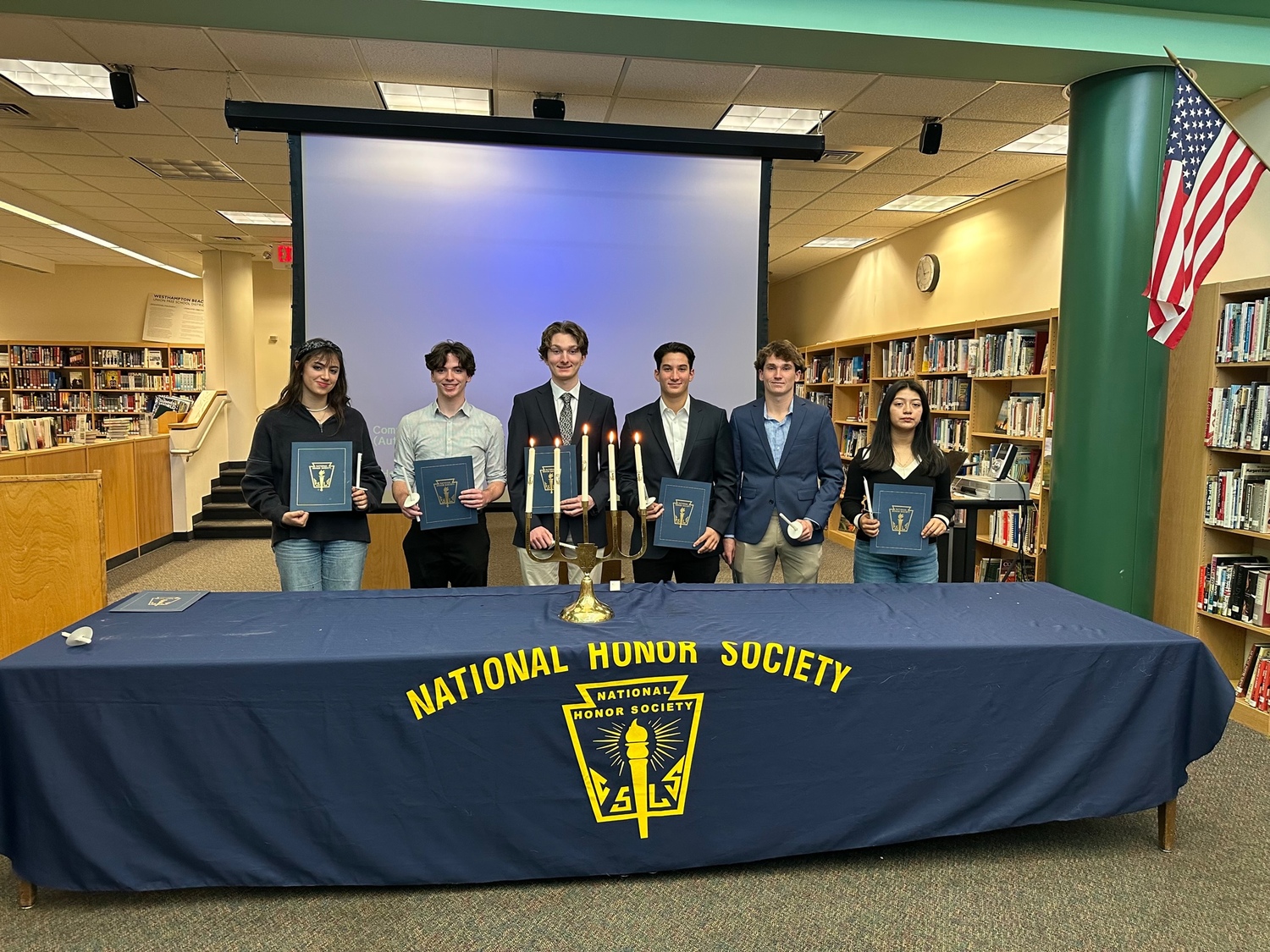Seven students were inducted into the Westhampton Beach High School National Honor Society during a recent fall ceremony. The new members were inducted in recognition of their demonstrated excellence in service, character, scholarship and leadership. The inductees are Rebecca Gutierrez-Haefeli, Zachary Horton, Tyler O’Donnell, Nicholas Rizzo, Heath Sumwalt, Ashley Vasquez Sanic and Evan Zheng. COURTESY WESTHAMPTON BEACH SCHOOL DISTRICT