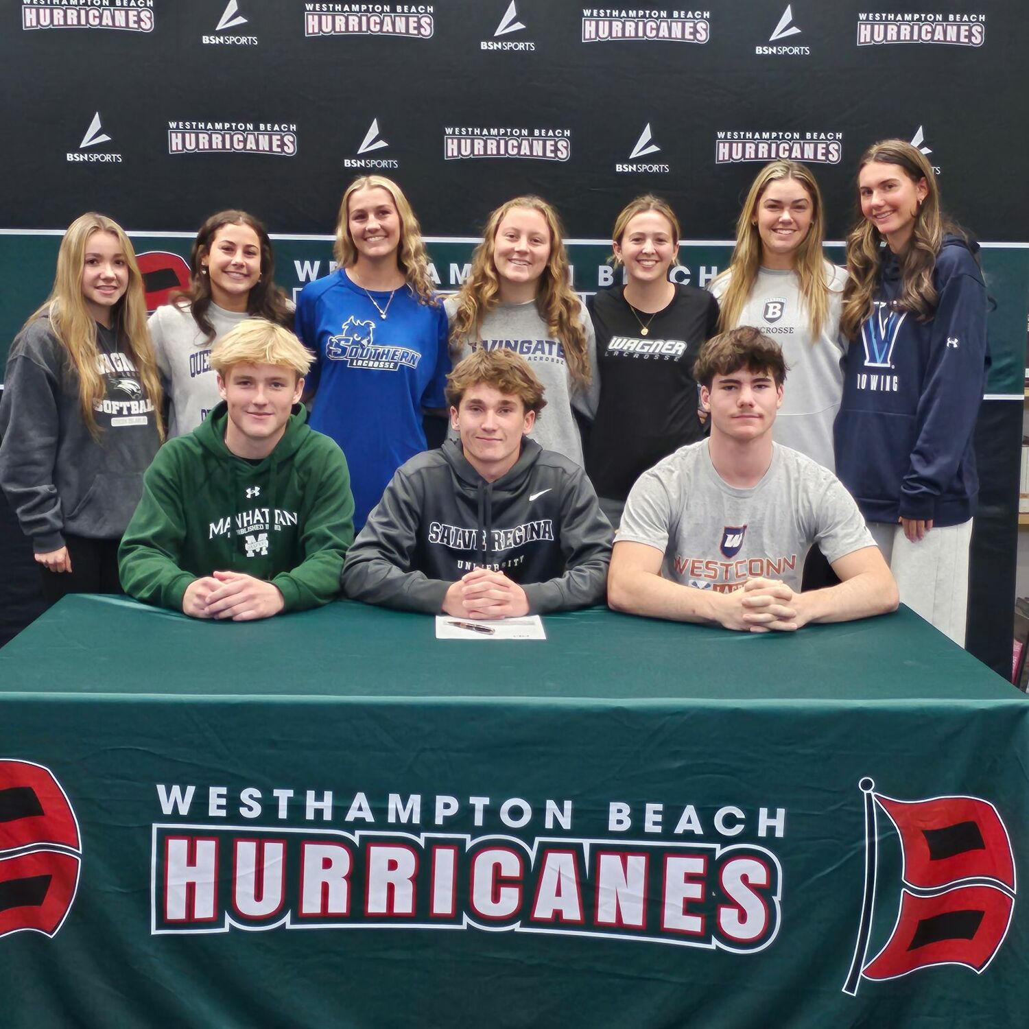 Ten Westhampton Beach High School senior athletes penned their names to letters of intent during a college signing ceremony on November 10. WESTHAMPTON BEACH SCHOOL DISTRICT