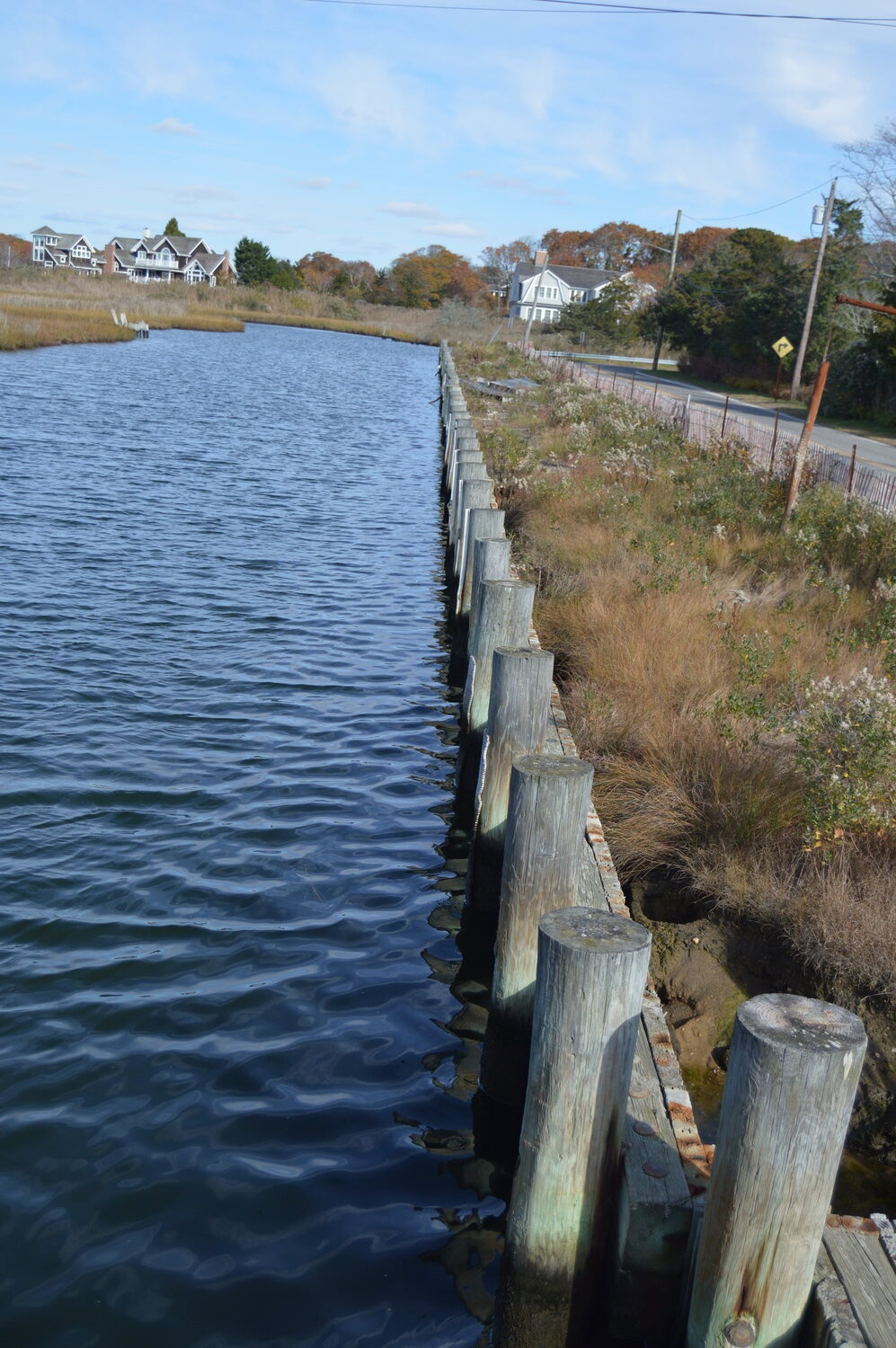 Town-owned bulkheading on Baycrest Avenue in Westhampton is in need of repairs. TOM GOGOLA