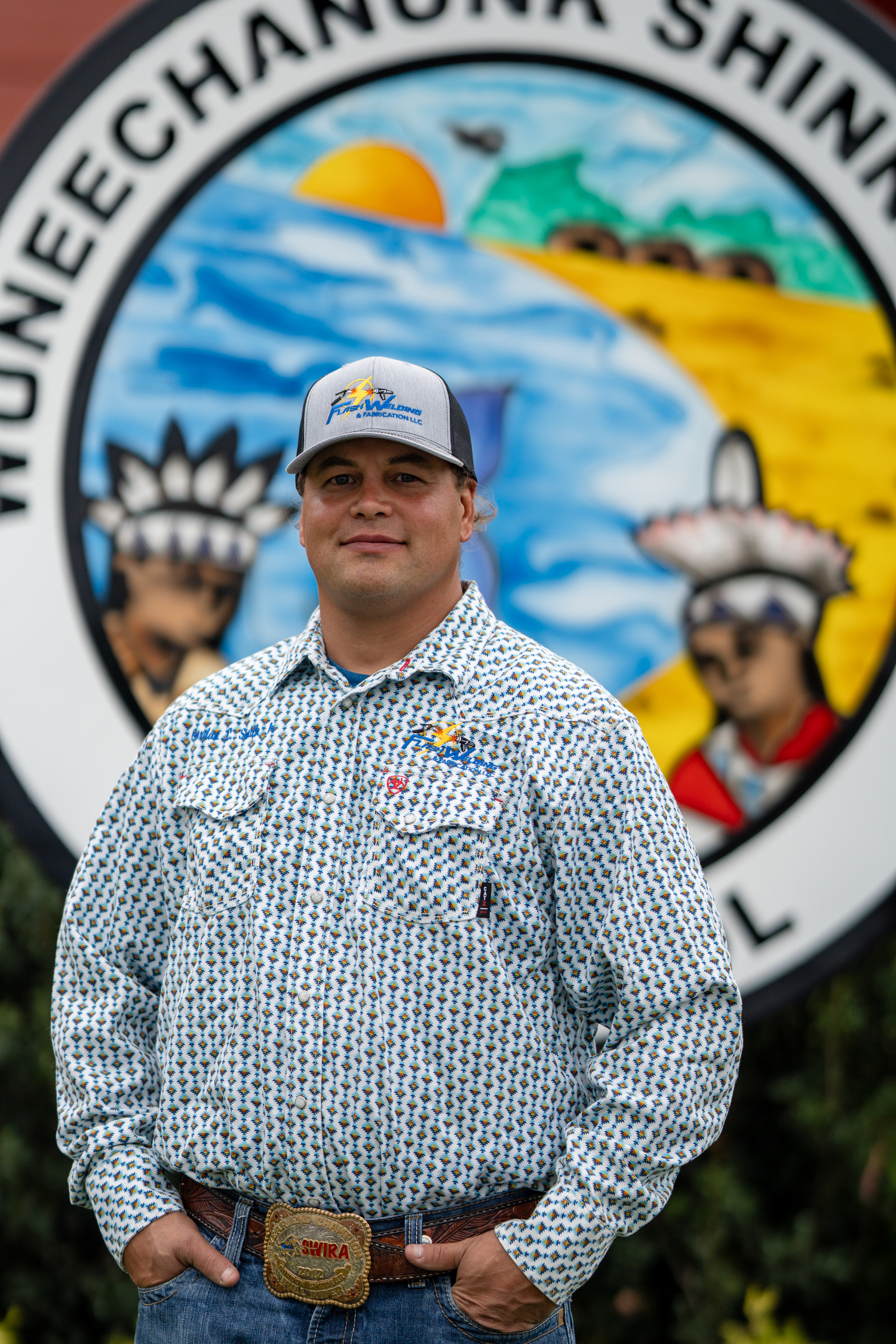 Gordon Smith recently installed a new sign that he made for the Wuneechanunk Shinnecock Preschool. REBEKAH WISE