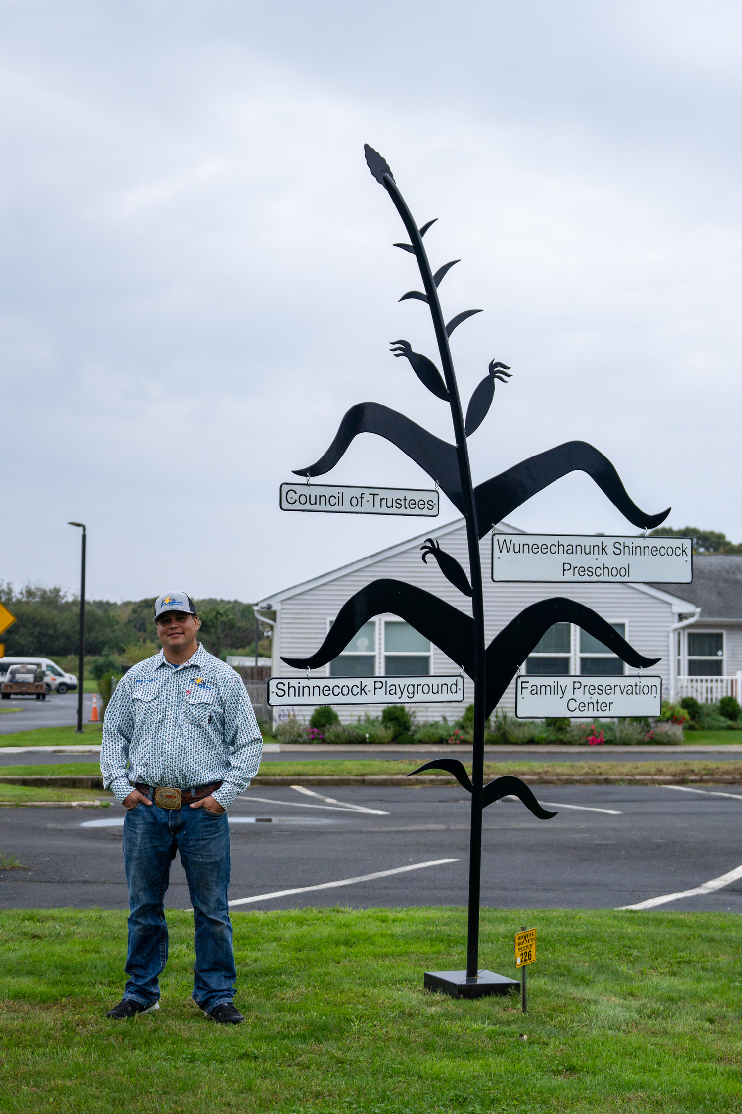 Gordon Smith designed and welded a sign in the shape of a cornstalk. REBEKAH WISE