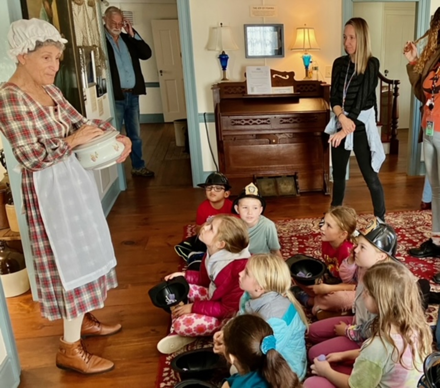 Westhampton Beach Elementary School students had a look back in time when they visited the Westhampton Beach Historical Society last week. COURTESY TOM HADLOCK