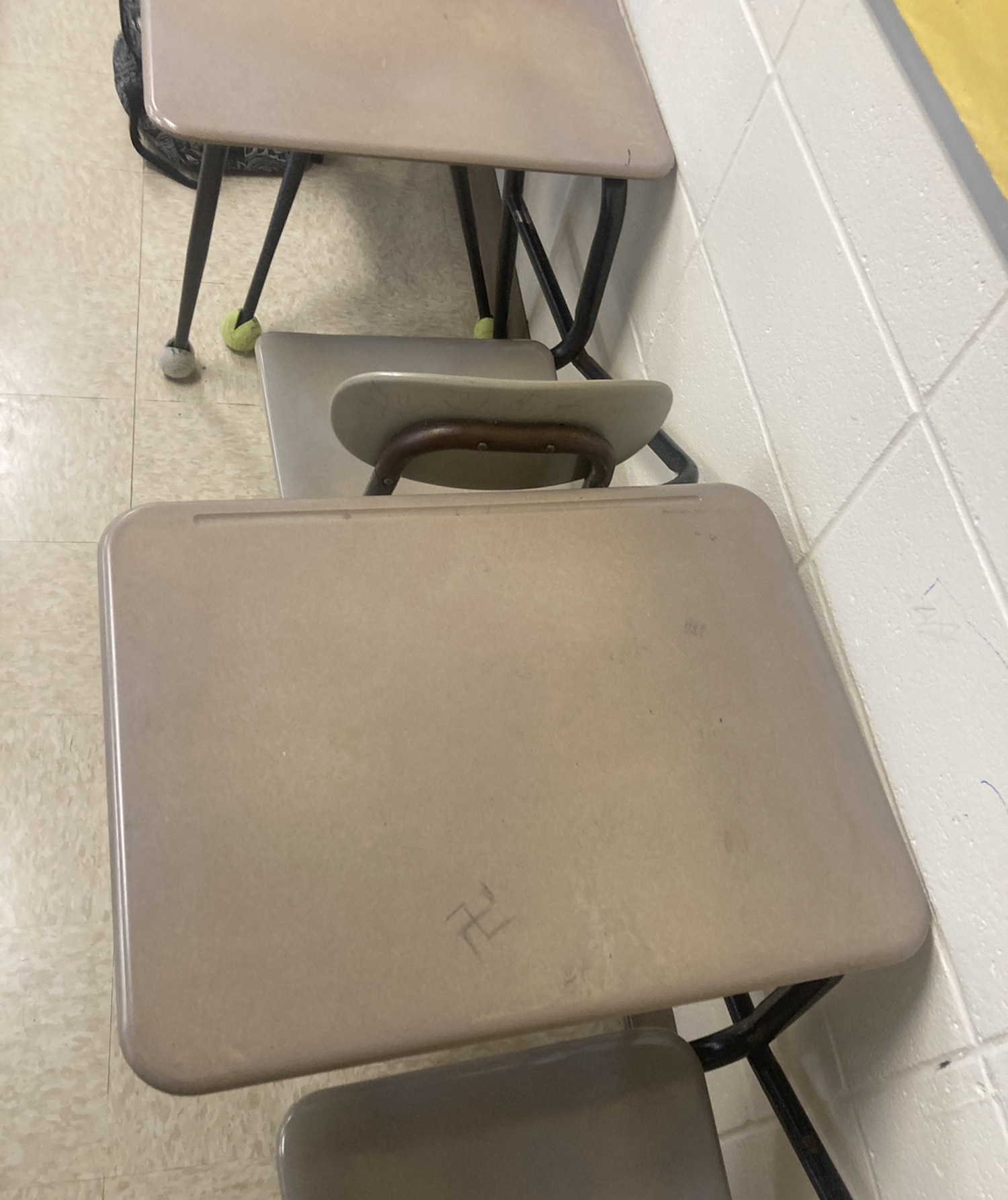 A swastika was found drawn on top of a desk inside a Hampton Bays High School classroom. HAMPTON BAYS SCHOOL DISTRICT
