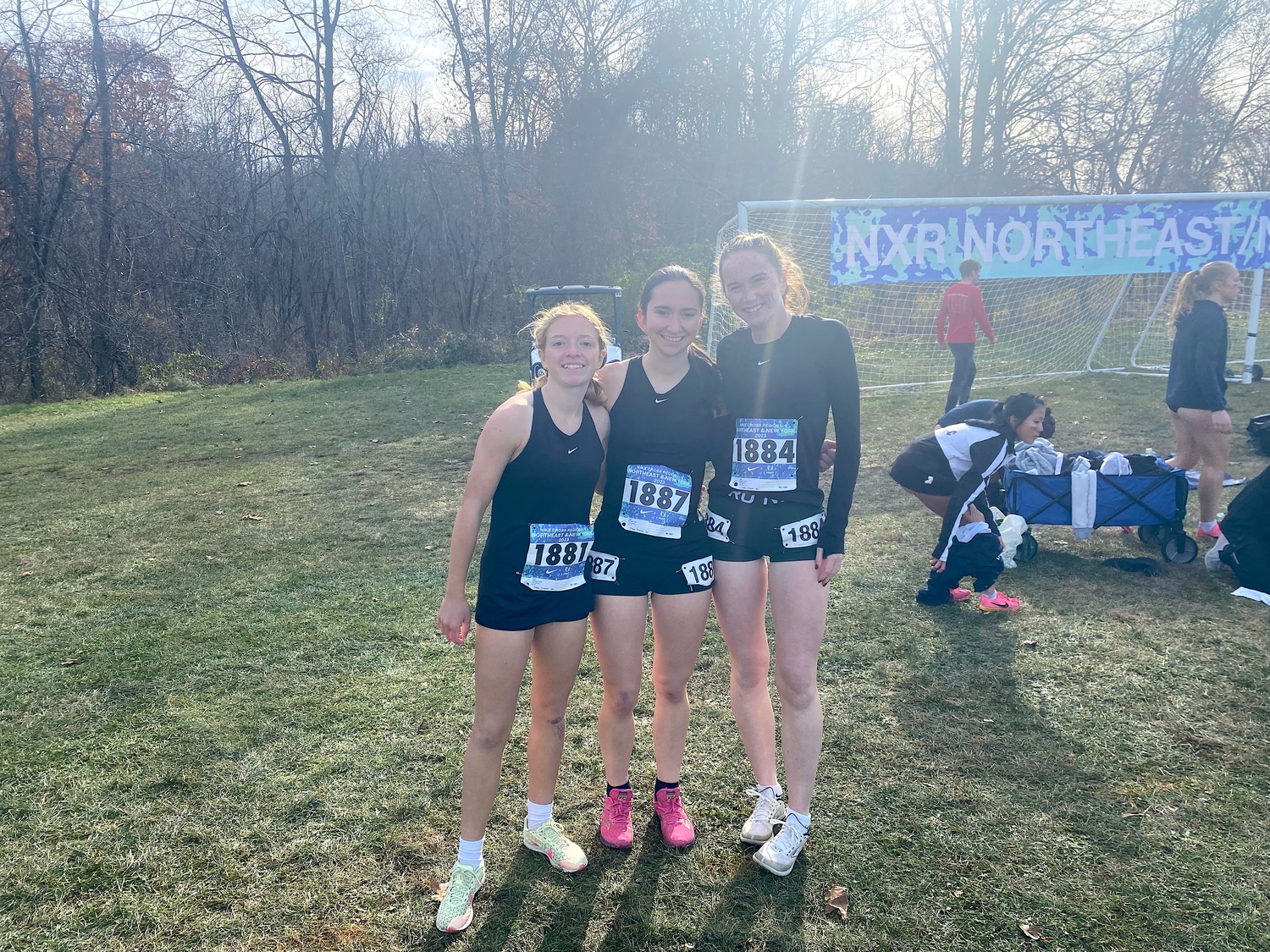 Westhampton Beach cross country runners Fina DiBiaso, Lily Strebel and Oona Murphy. COURTESY LILY STREBEL
