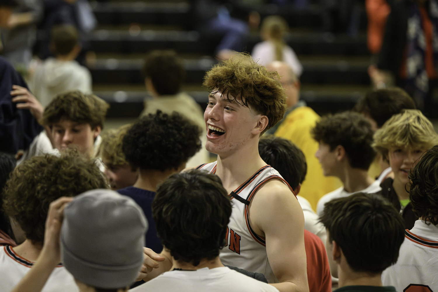 Pierson's Luke Seltzer is all smiles after his team's victory over Smithtown Christian. MARIANNE BARNETT