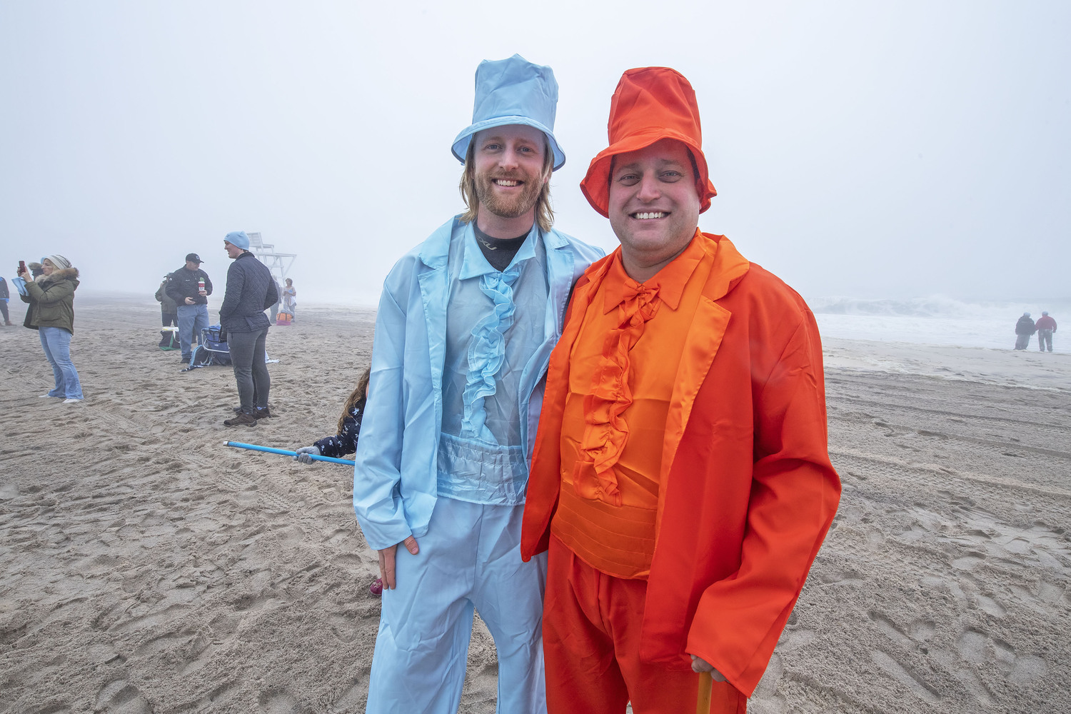 Nick and Zach Epley during the 2019 Heart of the Hamptons Polar Bear Plunge at Coopers Beach in Southampton.  MICHAEL HELLER