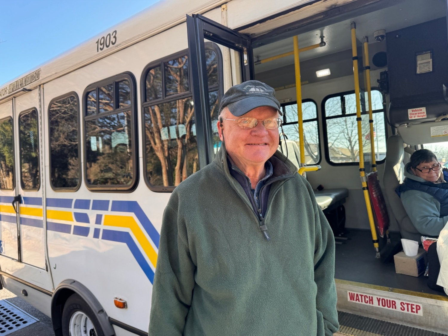 Michael Pour said he finds the current scheduled buses reliable enough to get from his home in Clearwater to run errands in East Hampton Village. He said that until cellular service in the region is improved, the on-demand system the county plans to switch to might be difficult to access for some Springs residents. 
MICHAEL WRIGHT