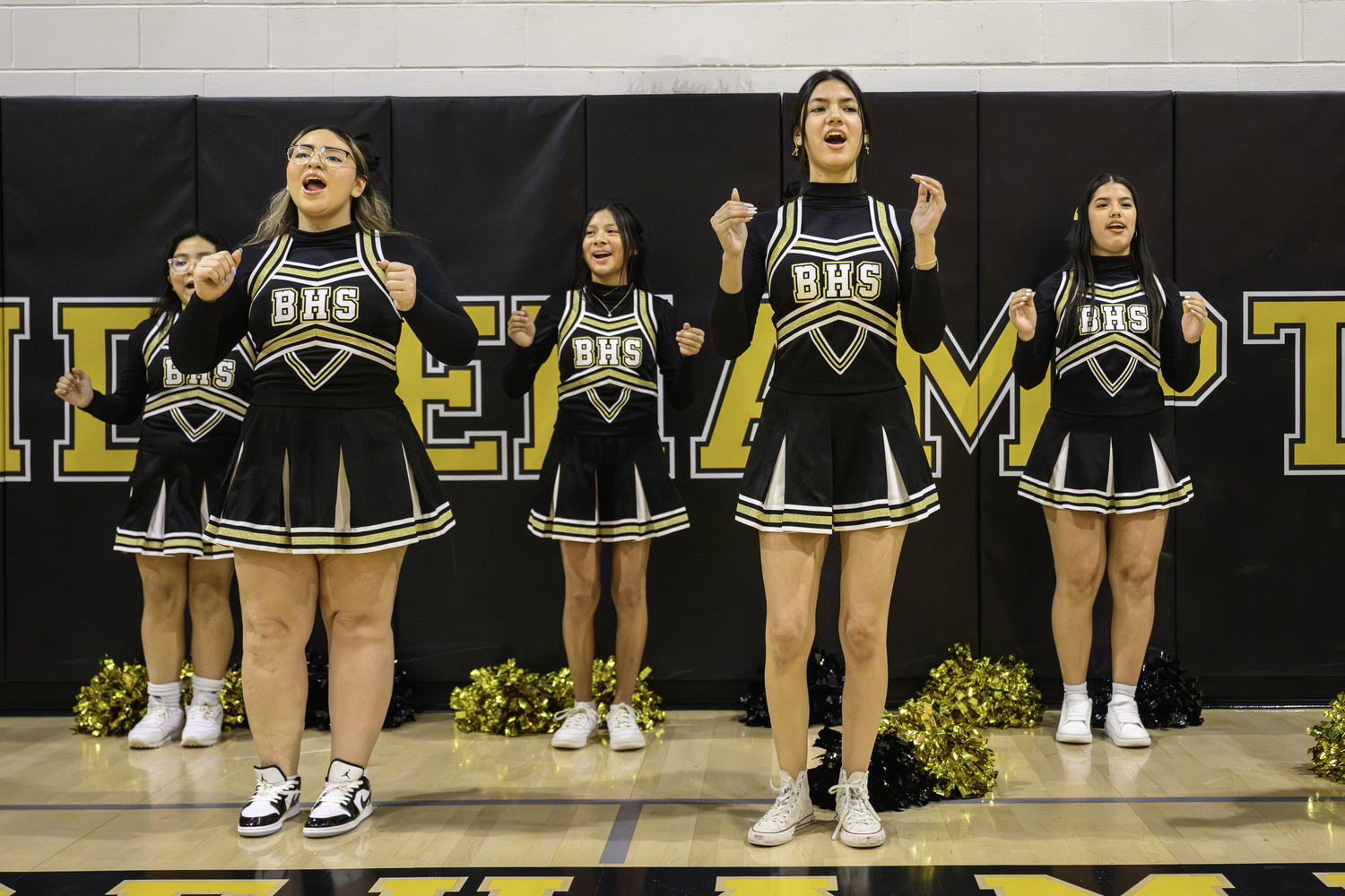 The Bridgehampton Killer Bees Cheer Squad.   MARIANNE BARNETT