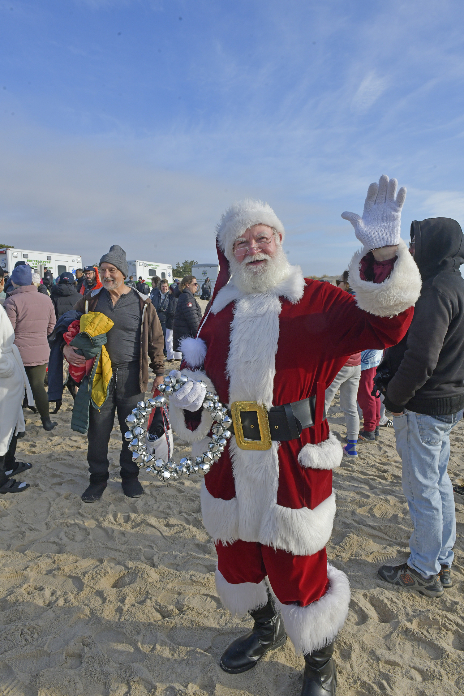 Santa greets the plungers.