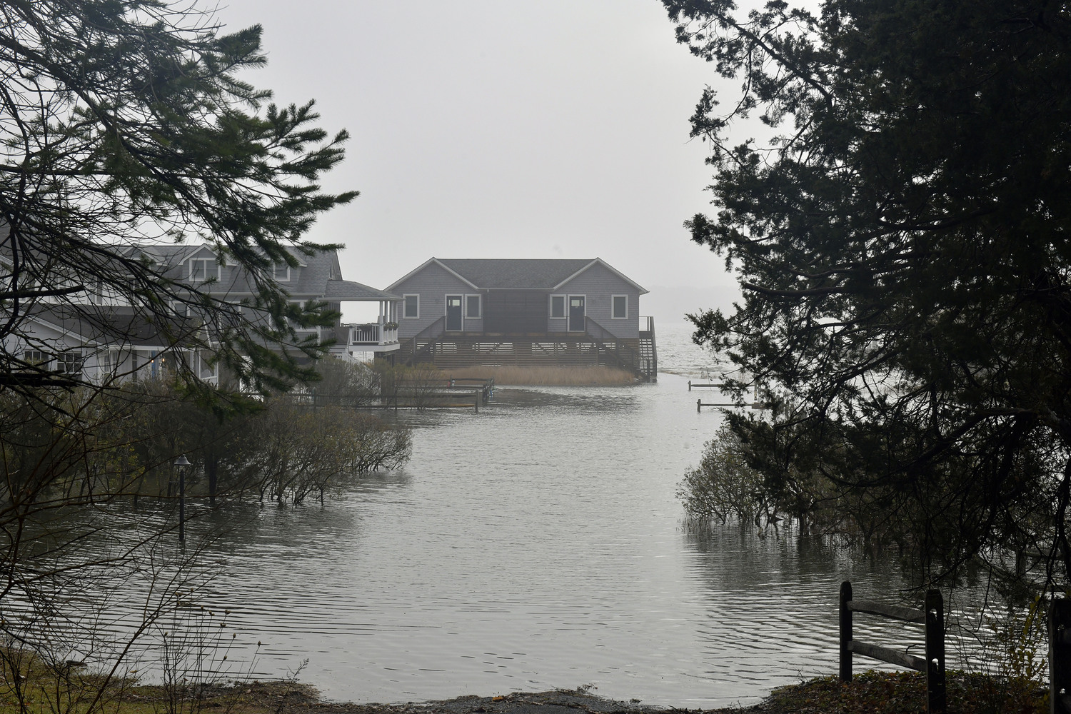 Homes on Shinnecock Bay on Monday, mid-morning.  DANA SHAW