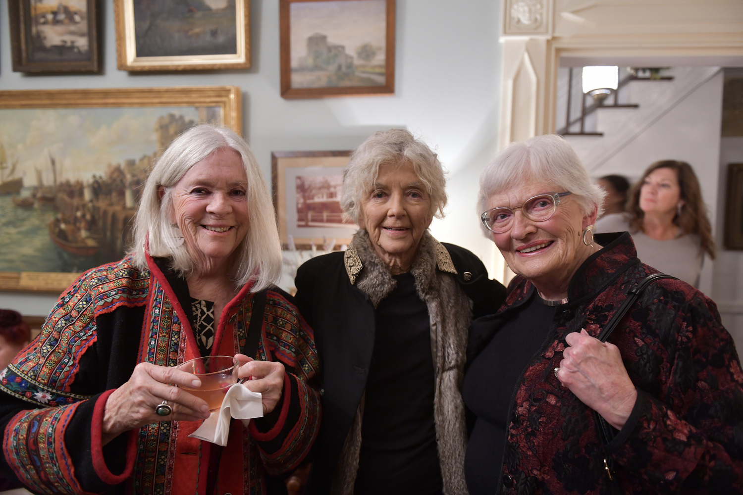Penny Wright, Mary Cummings and Mary Welker at the Southampton History Museum's Hearthside Cheer and Designer Tree Auction on December 1.  DANA SHAW