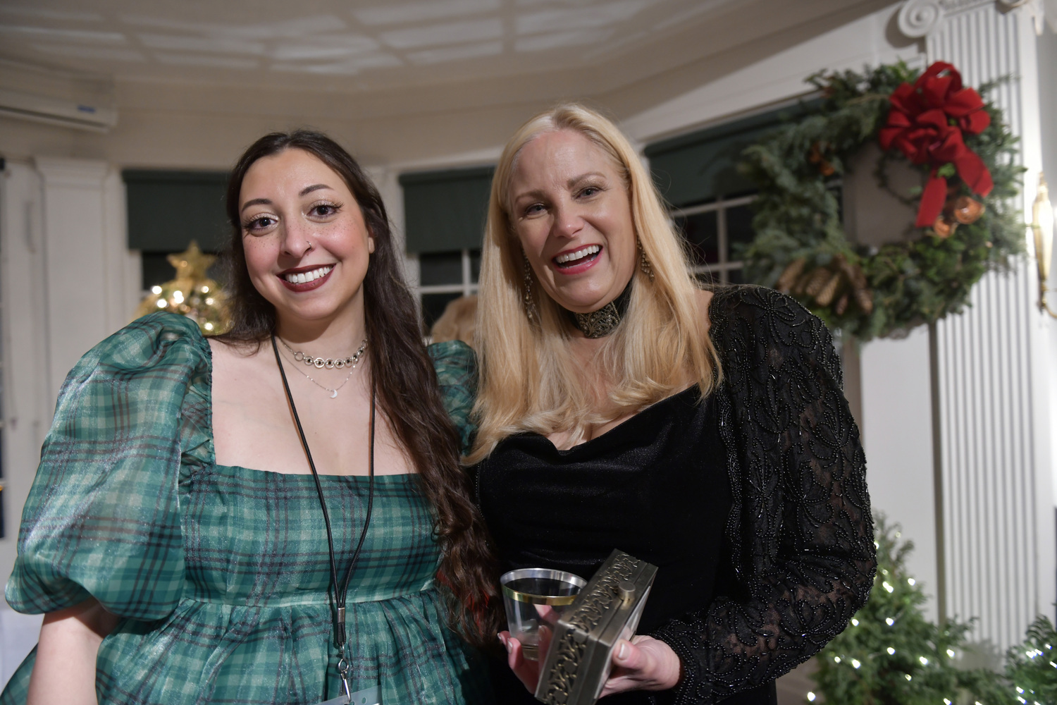 Liana Mizzi and Elaine Steiner at the Southampton History Museum's Hearthside Cheer and Designer Tree Auction at the Rogers Mansion on December 1.  DANA SHAW