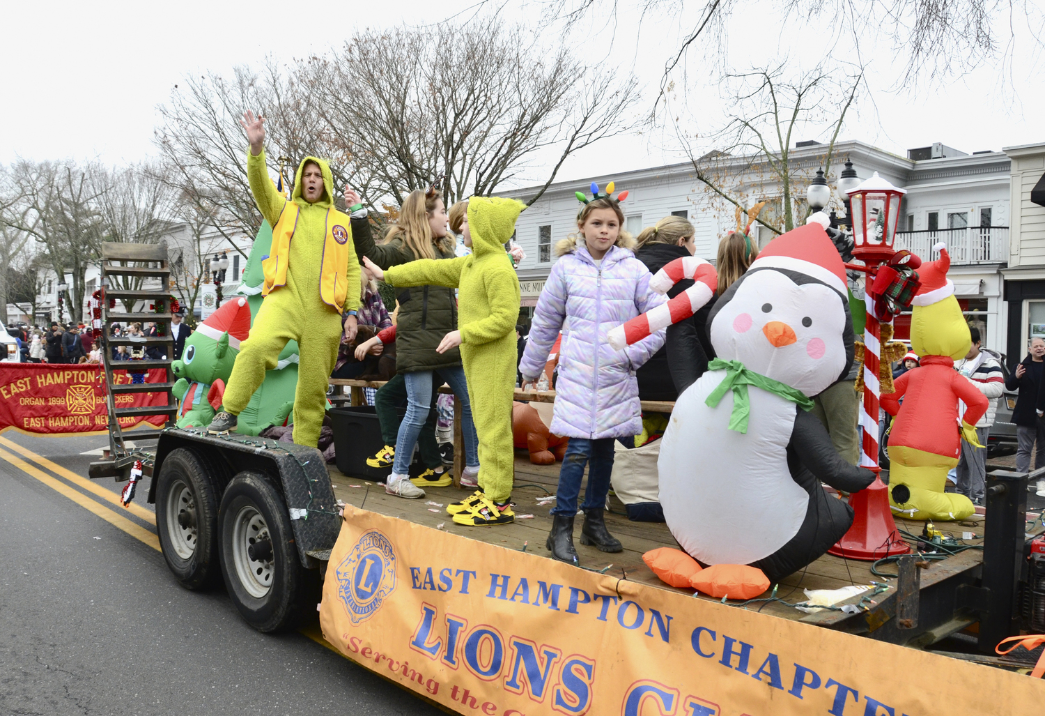The East Hampton Lions Club during the Santa Parade on Saturday.