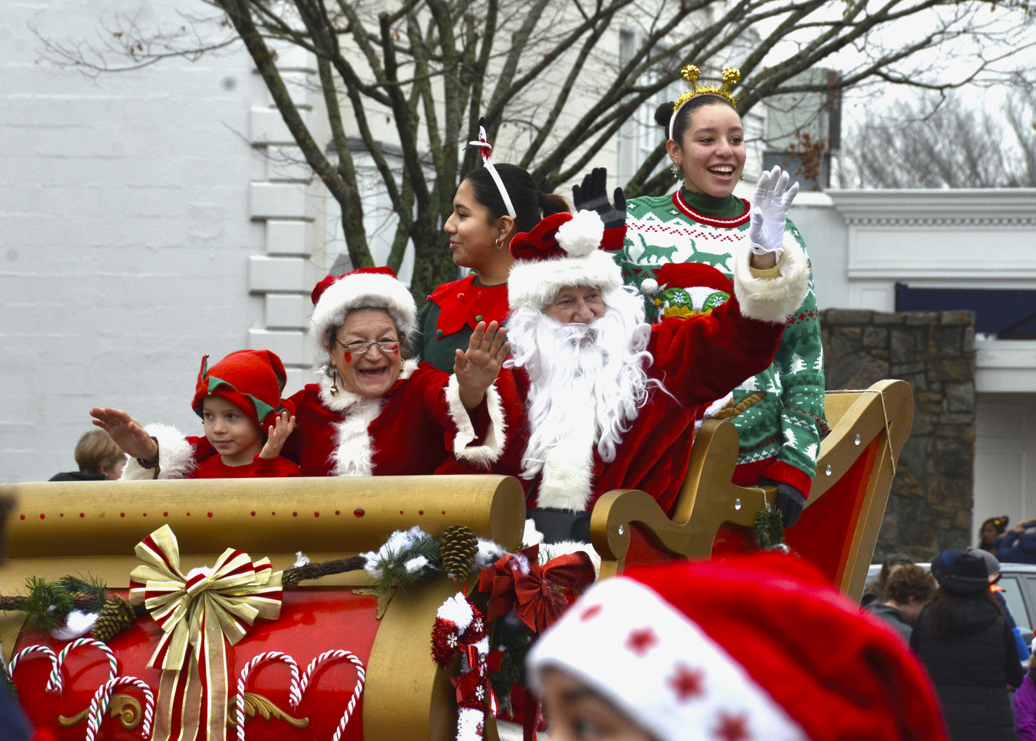Santa and Mrs. Claus arrive at the Santa Parade in East Hampton on Saturday.