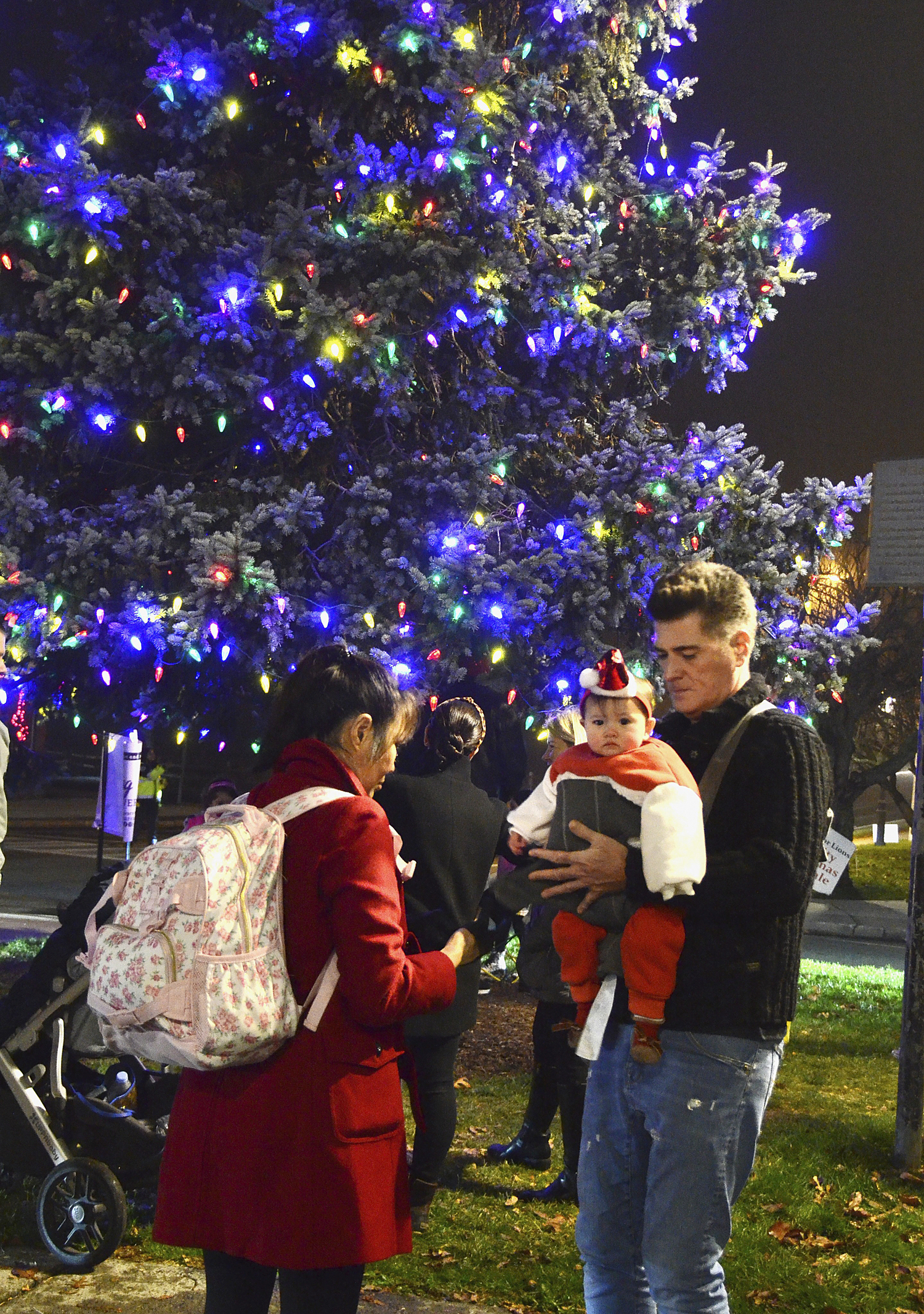 The tree is lighted in Sag Harbor on Saturday evening.