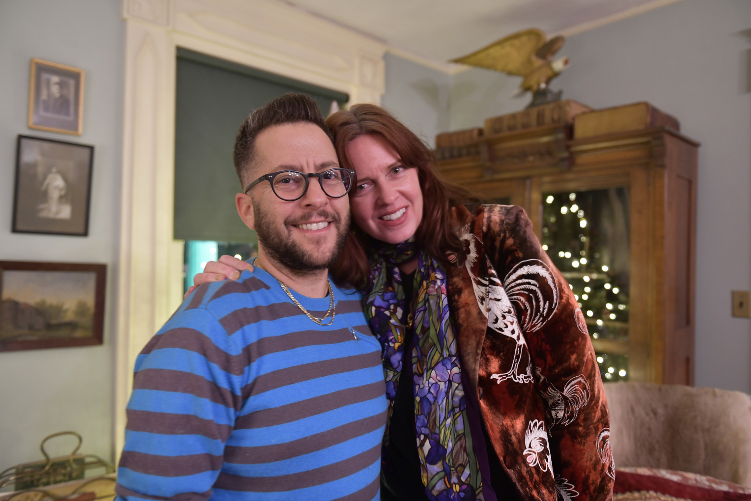 T Cooper and Allison Glock at the Southampton History Museum's Hearthside Cheer and Designer Tree Auction at the Rogers Mansion on December 1.  DANA SHAW