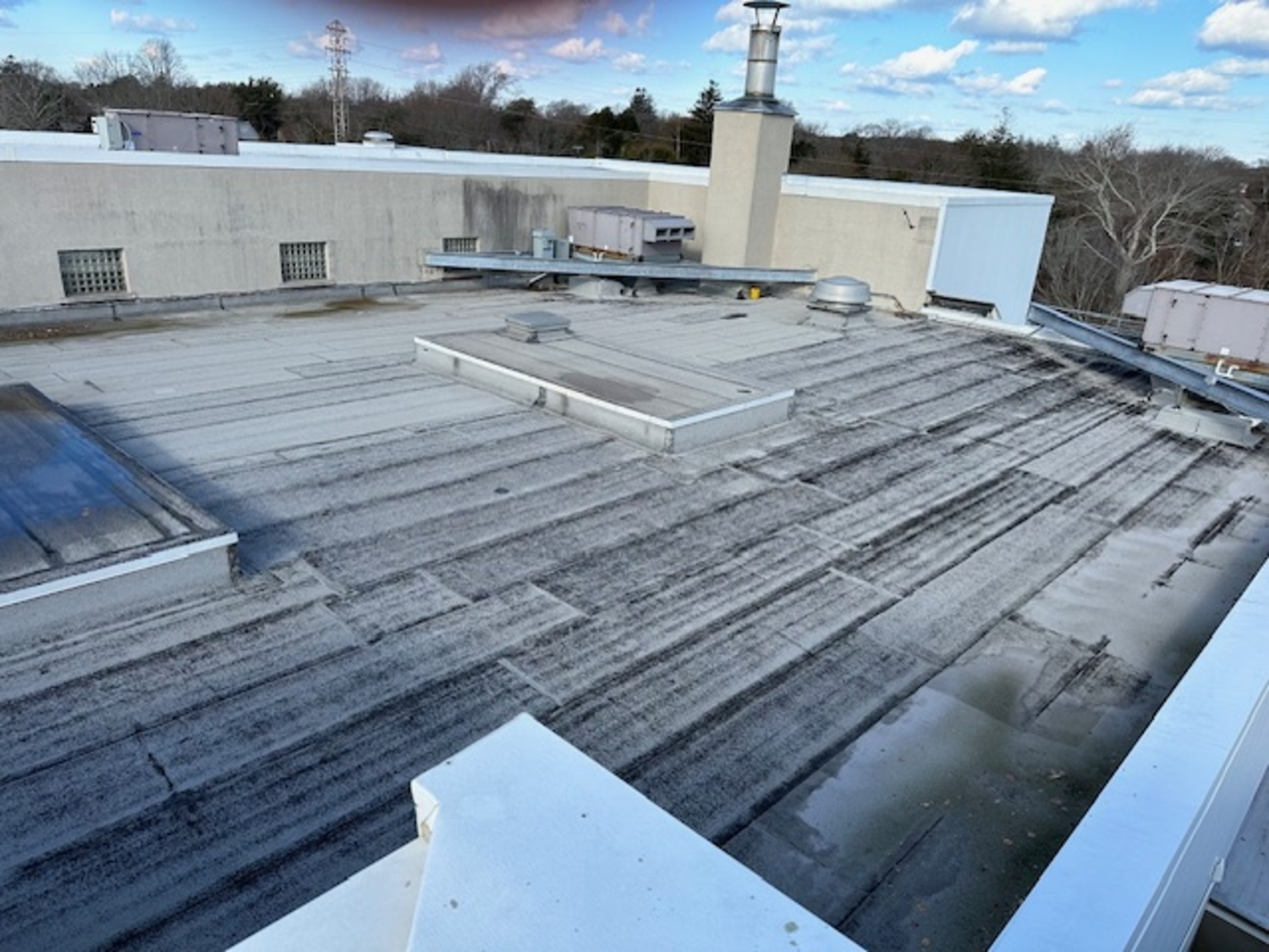 The roof of the high school over the gymnasium. EAST HAMPTON SCHOOL DISTRICT
