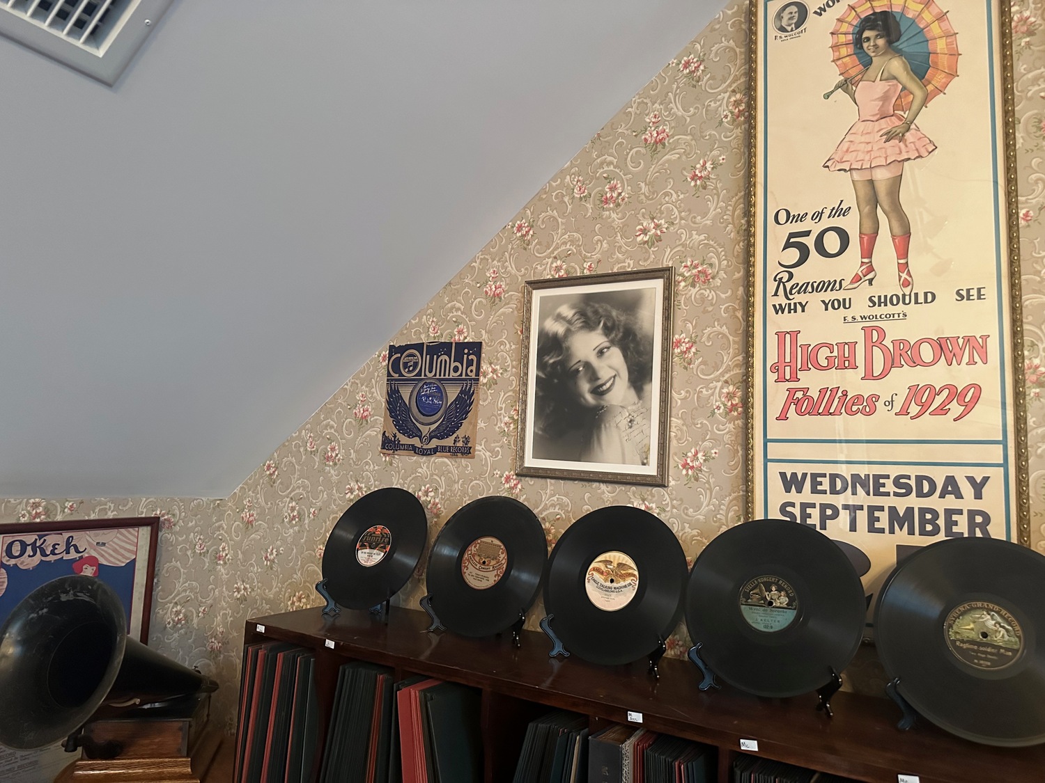 A view of just one corner of Joe Lauro's studio with rare disc recordings and movie posters.  ANNETTE HINKLE