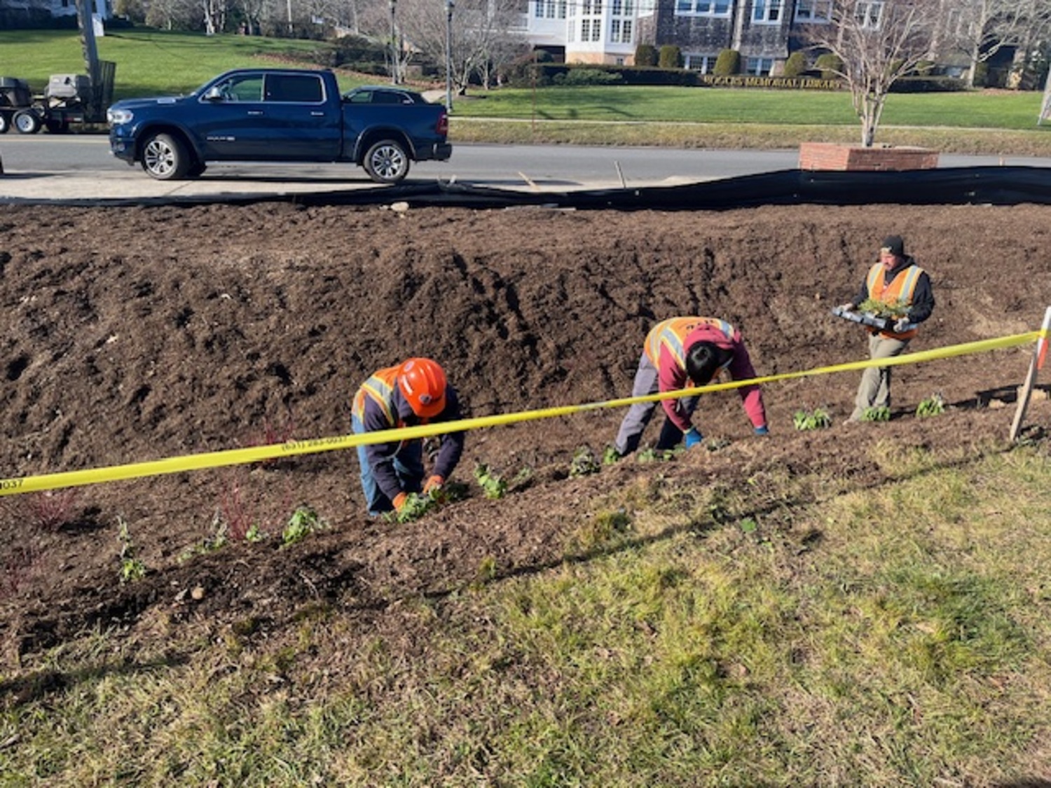 A newly installed bioswale at the corner of Windmill Lane and Nugent Street will help filter stormwater runoff and improve the health of Lake Agawam. It was installed on December 7, and paid for by more than $180,000 in grant funding from the town and county. KAREN BONTEMPO