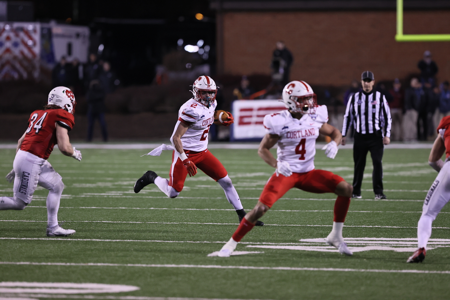 Jaden AlfanoStJohn playing for SUNY Cortland at the 50th Stagg Bowl on Friday night.   DARL ZEHR PHOTOGRAPHY