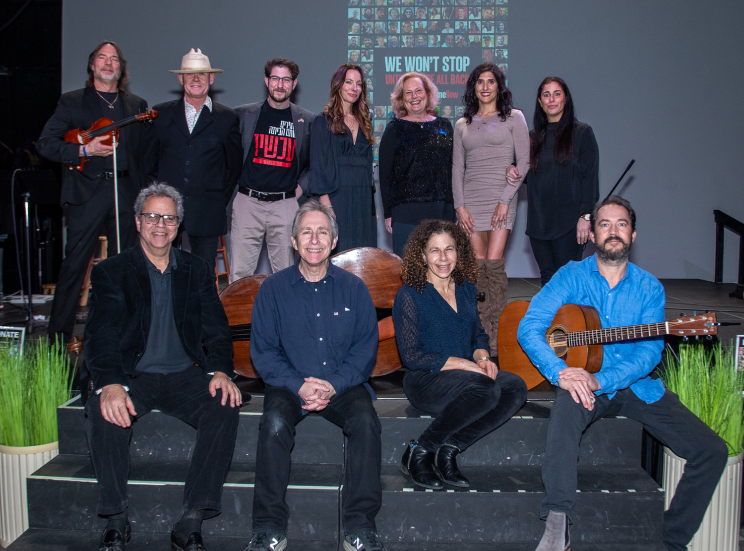 LTV Studios and the Jewish Center of the Hamptons hosted “A Concert for Israel” to support Humanitarian Relief in Israel in Studio 3 on  December 13. The evening began with the lighting of a menorah. Musicians include Mick Hargreaves, Peter Martin Weiss and Lauren Lebowitz Feldman.  From left top, Troy Grindle, Mick Hargreaves, Rabbi Josh Franklin, Lauren Lebowitz Feldman, Cantor Debra Stein, Roni Weissman Gerard, Jessica Tabor Dyme; bottom,  
Peter Martin Weiss, David Bravo, Charlotte Sasso and Nick Epstein. COURTESY LISA TAMBURINI