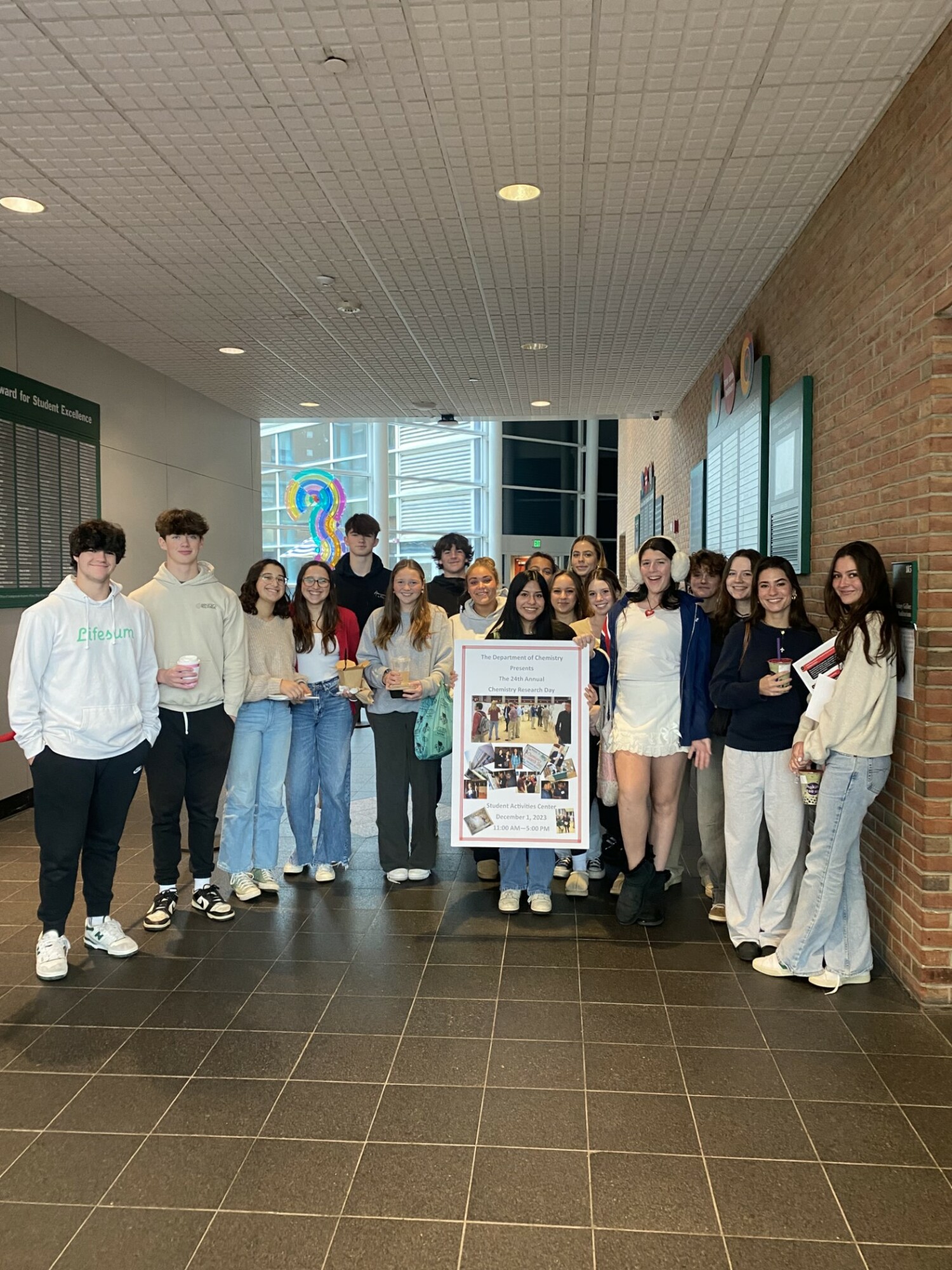 Dr. Robert Schumacher’s chemistry class at Pierson High School, students participated in the 2023 Chemistry Research Day celebration at Stony Brook University. Throughout the day, students watched presentations by graduate, undergraduate and high- school students, as well as postdoctoral fellows and staff scientists affiliated with Stony Brook University and Brookhaven National Laboratory. This year, the keynote speaker was Stony Brook University professor of chemistry, Dr. Robert B. Grubbs who spoke on polymers and organic chemistry. COURTESY SAG HARBOR SCHOOL DISTRICT