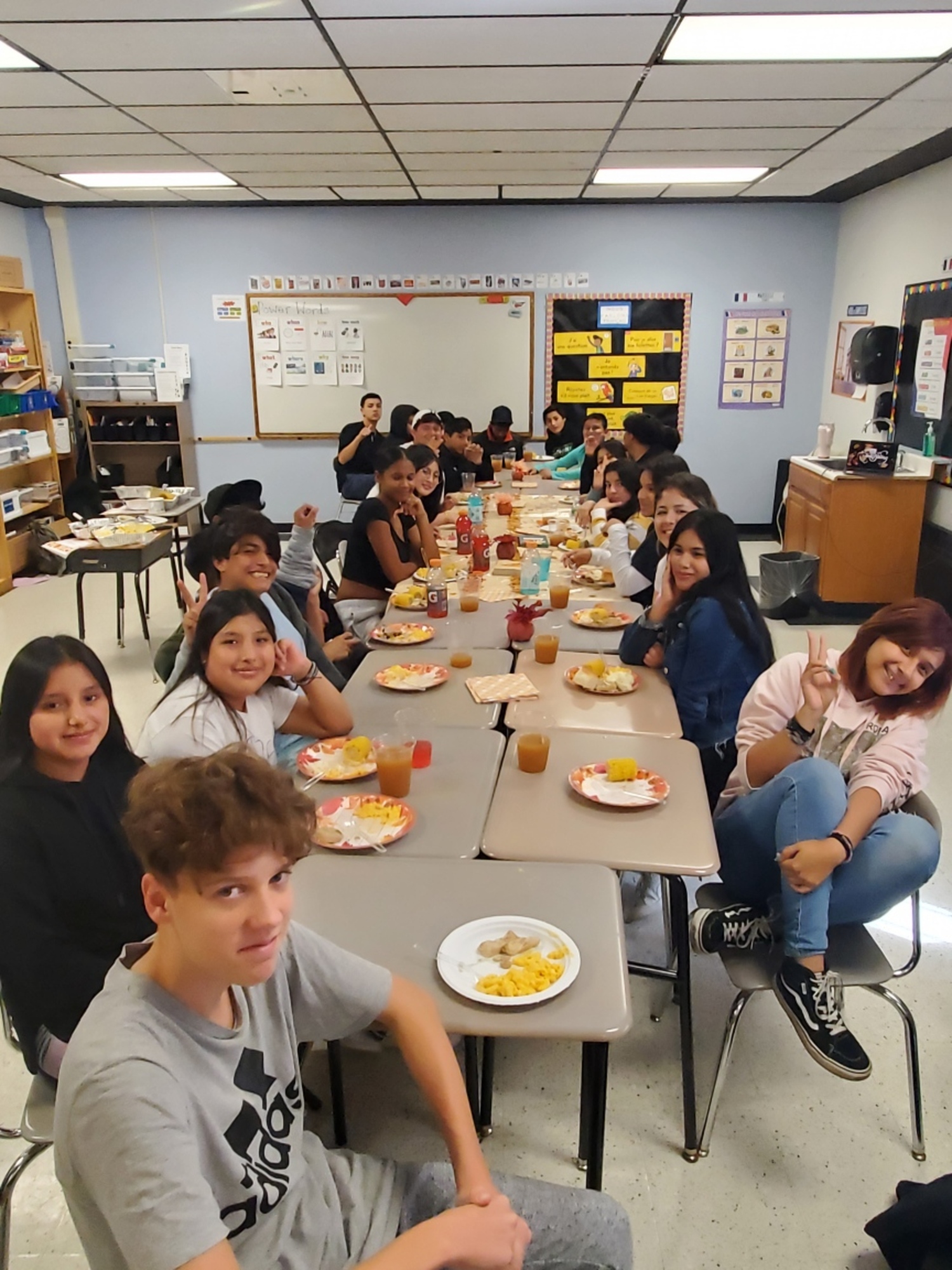 Pierson ENL teachers showed thanks toward their students with a group Thanksgiving feast to wrap up a unit on the history of Thanksgiving. COURTESY SAG HARBOR SCHOOL DISTRICT